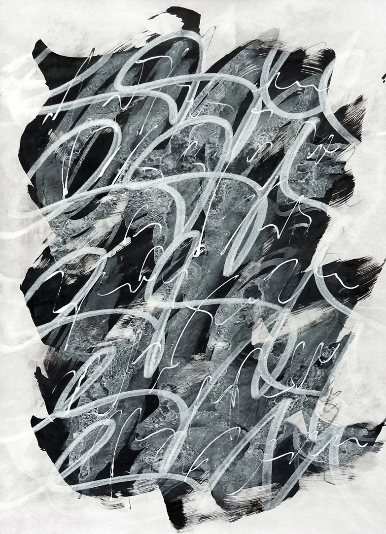 Untitled, 2019 calligraphy ink on hand tinted paper 42,0 x 29,7 cm (21-19)