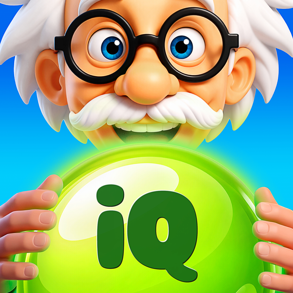 Professor Theo character from Bubbles iQ, part of the game’s creative direction and character development.