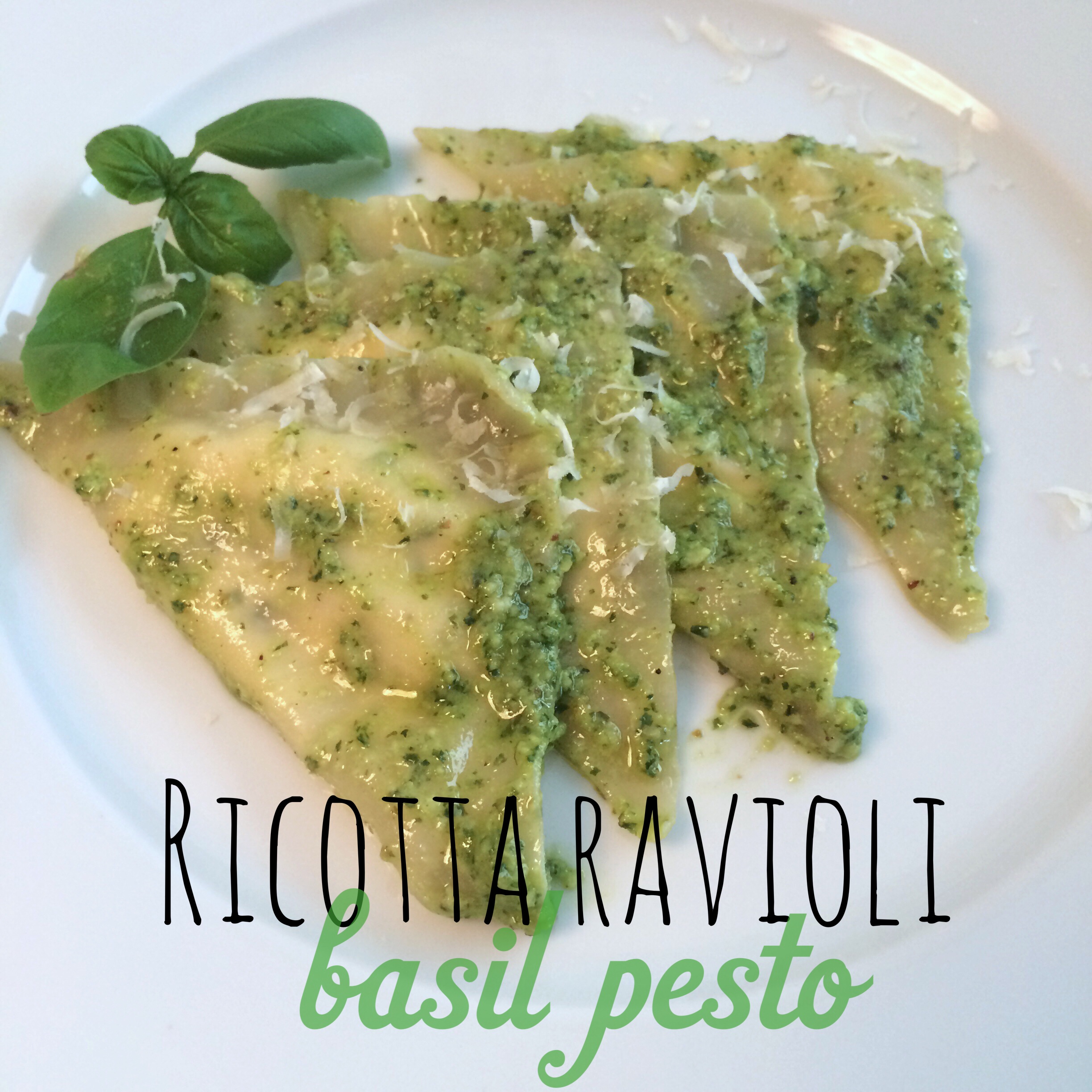 Ricotta-Spinach Ravioli in Pesto