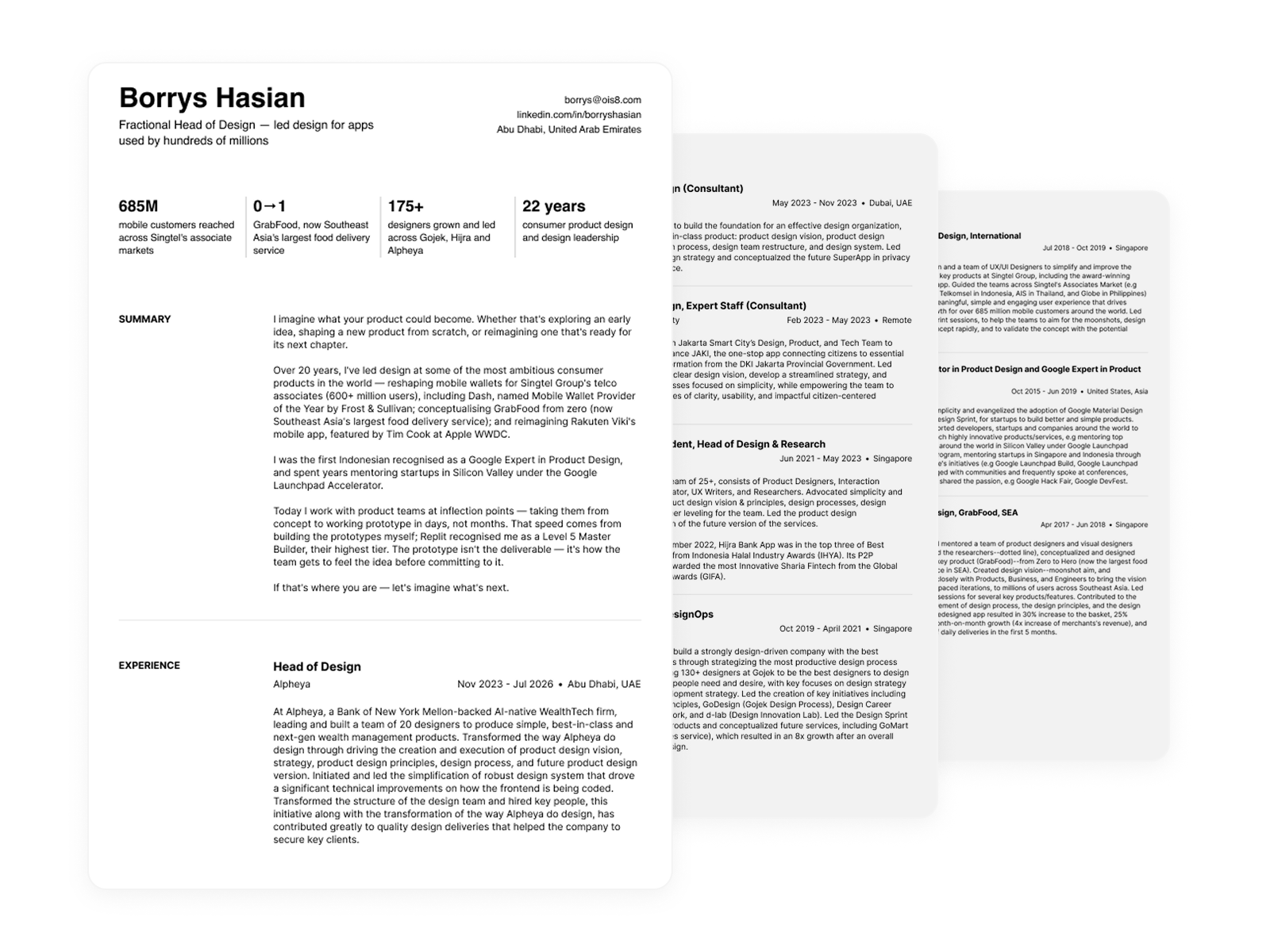 Borrys Hasian's resume snapshot
