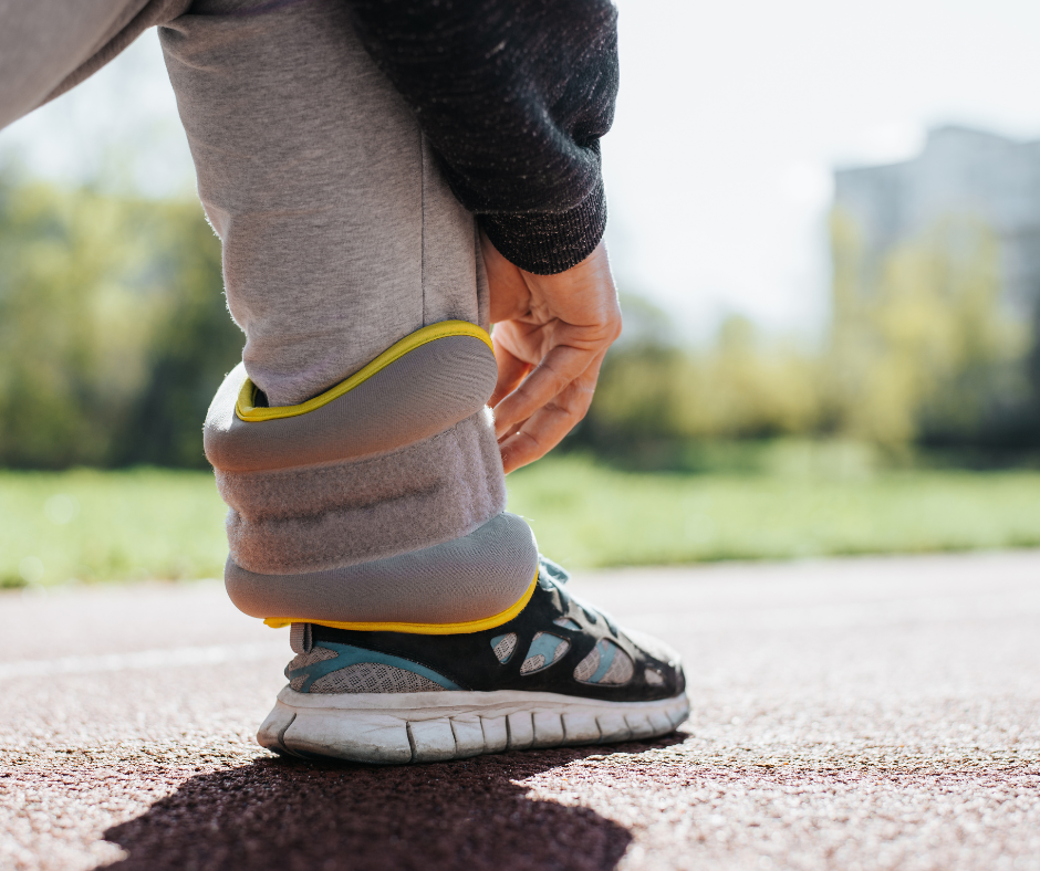 runner with ankle weight