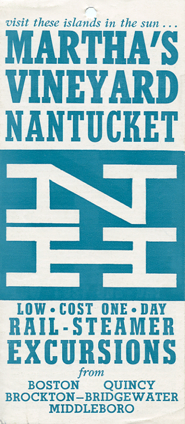 Here's a brochure that the New Haven distributed during 1956 to promote the joint rail and steamship service that took passengers from the Boston area to the islands of Martha's Vineyard and Nantucket off the coast of Massachusetts. This item is from the collection of Marc Frattasio .