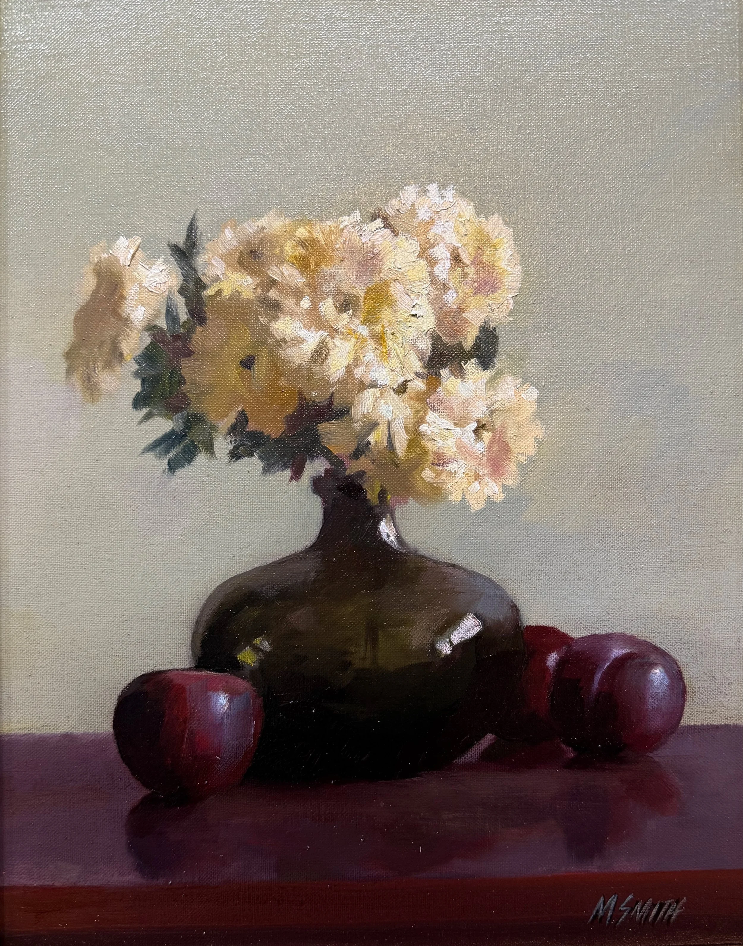  17. Murray Smith    Mums in an Onion Bottle   Oil, 11x14 