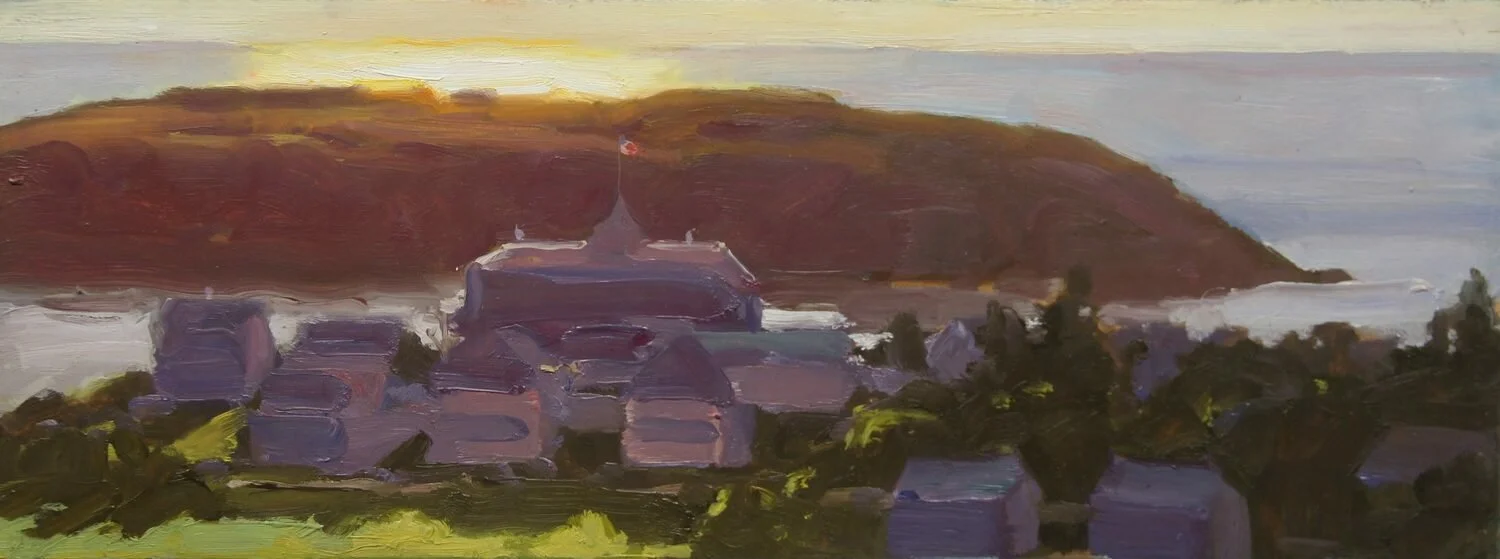   20. Rick Daskam    Monhegan Village at Sunset #5   Oil, 6 x 16  $1,500   Joseph B. Fazio Memorial Award  