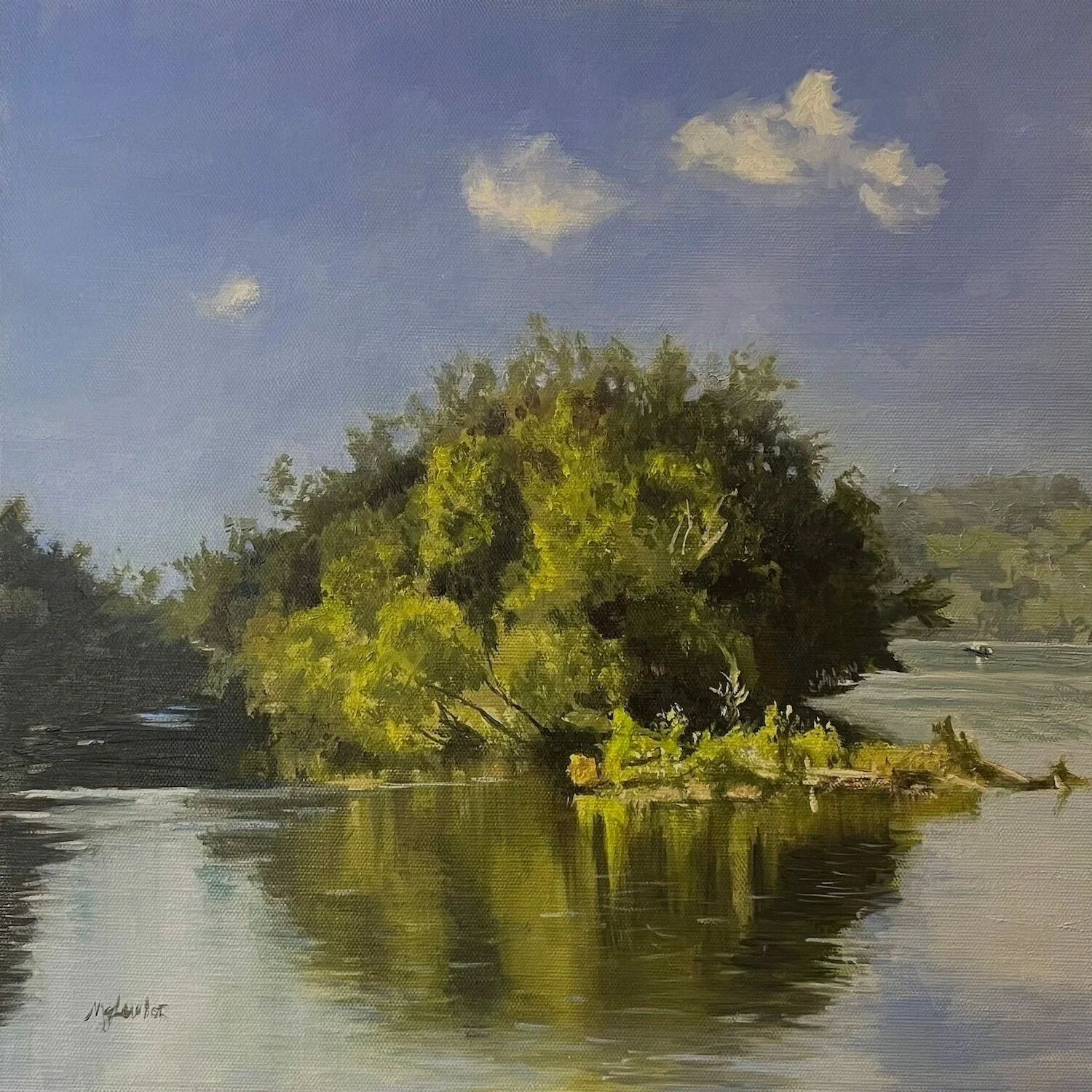  47. Megan Lawlor    Delaware River at Washington Crossing   Oil, 16 x 16  $2,800 