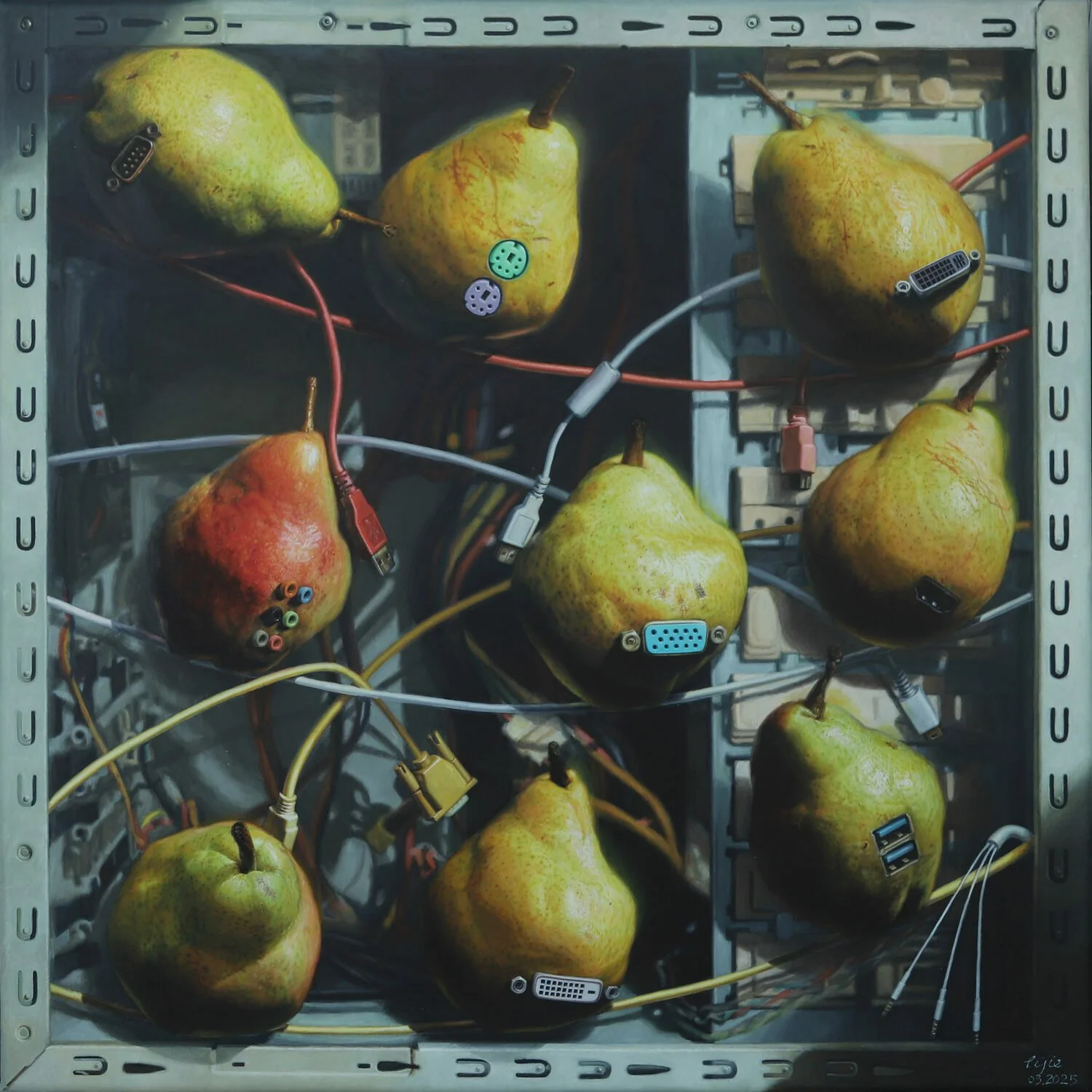   49. Jie Li    Hearts That Cannot Be Connected, Digital Age   Oil, 20 x 20  $8,000   RAI Board of Trustees' Award for Traditional Still Life  