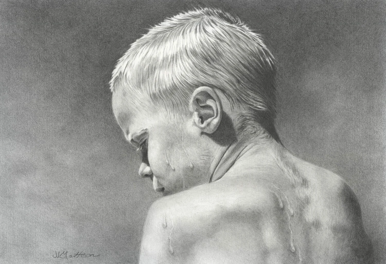   57. Janis L Mattson    A Day at the Lake   Graphite, 7 x 10  NFS 