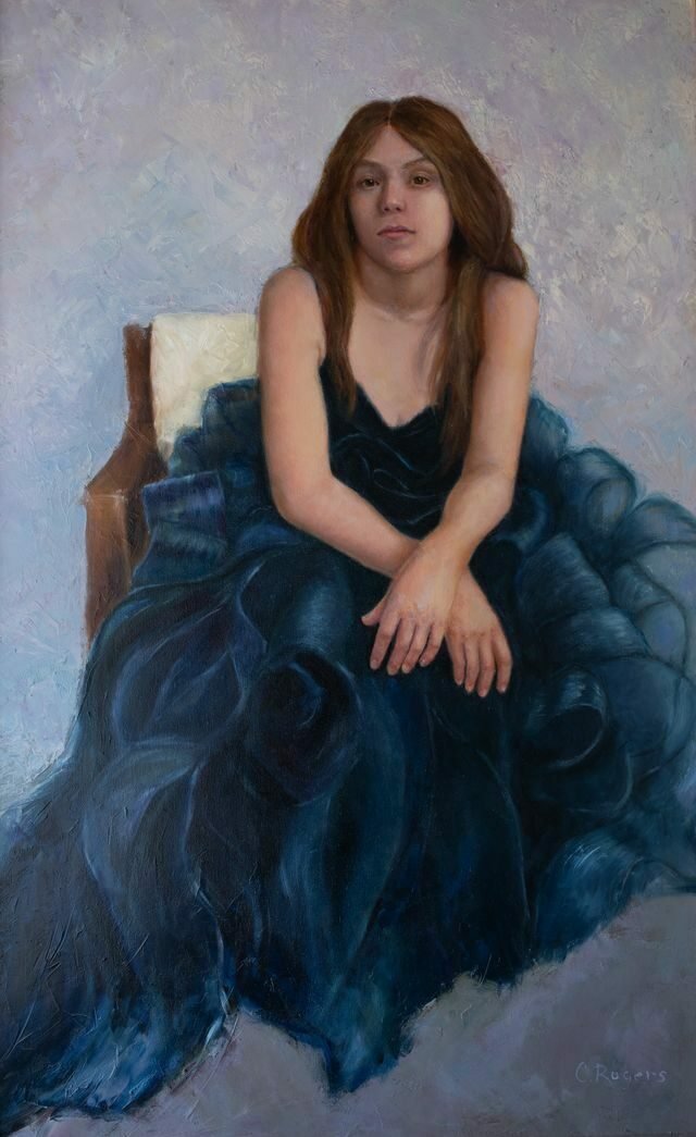   79. Carole Rogers    Jackie in Blue   Oil, 36 x 22  $6,000 