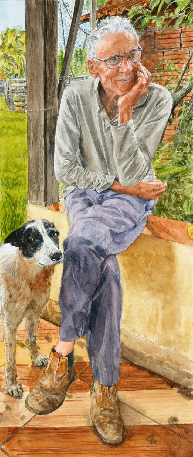   90. Michael Scherfen    Best Friends   Watercolor, 28 x 12  NFS 