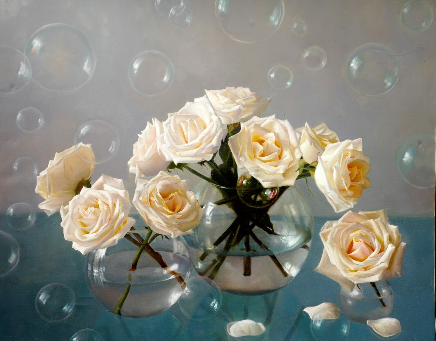   97. Marjorie Vandestouwe    Champagne Roses and Bubbles   Oil, 20 x 28  $2,990 