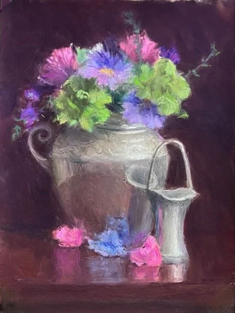   59. Stephanie Cook    Flowers in Silver   Pastel, 12x9 