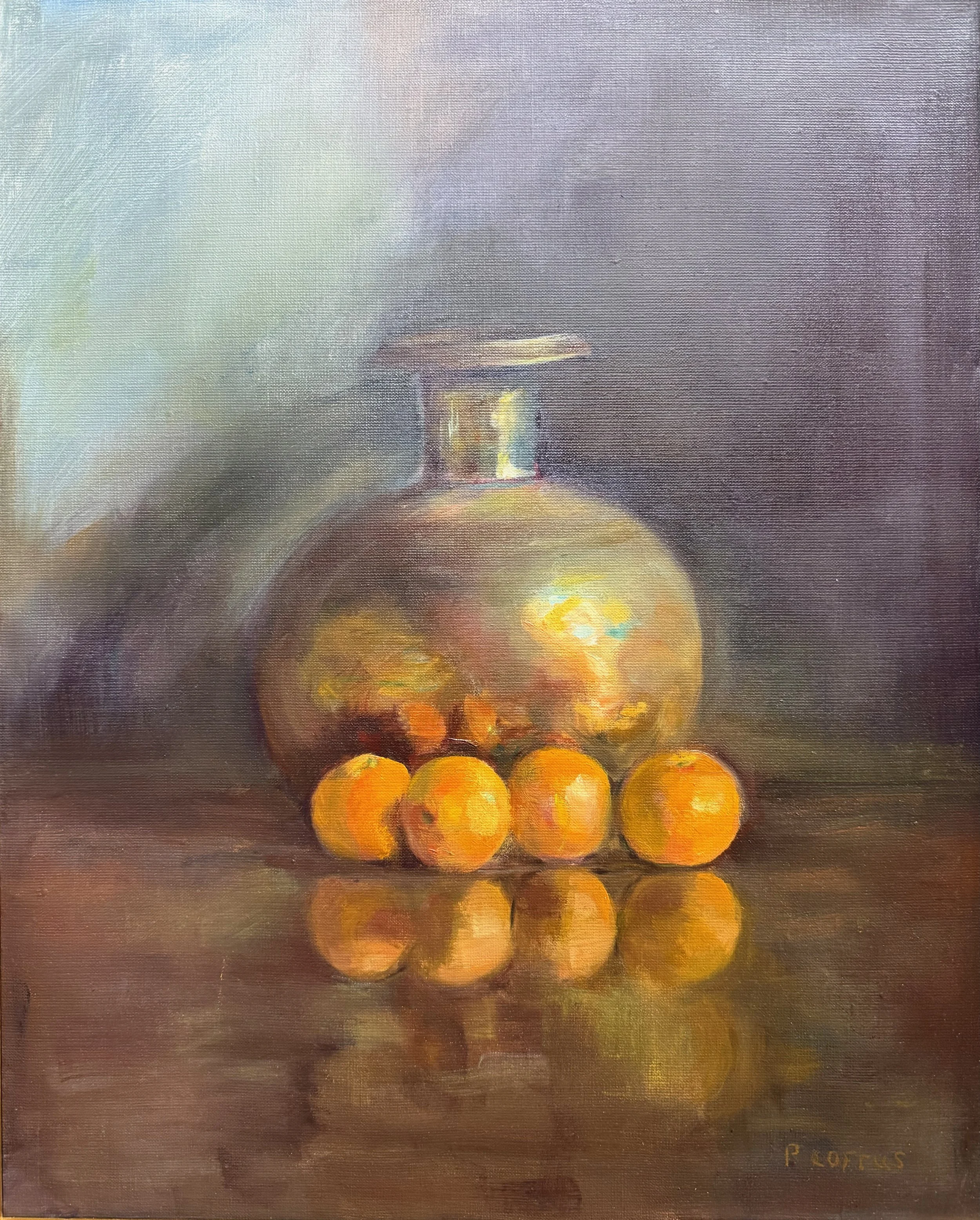   56. Pat Loftus    Copper Urn with Oranges   Oil, 16x20 