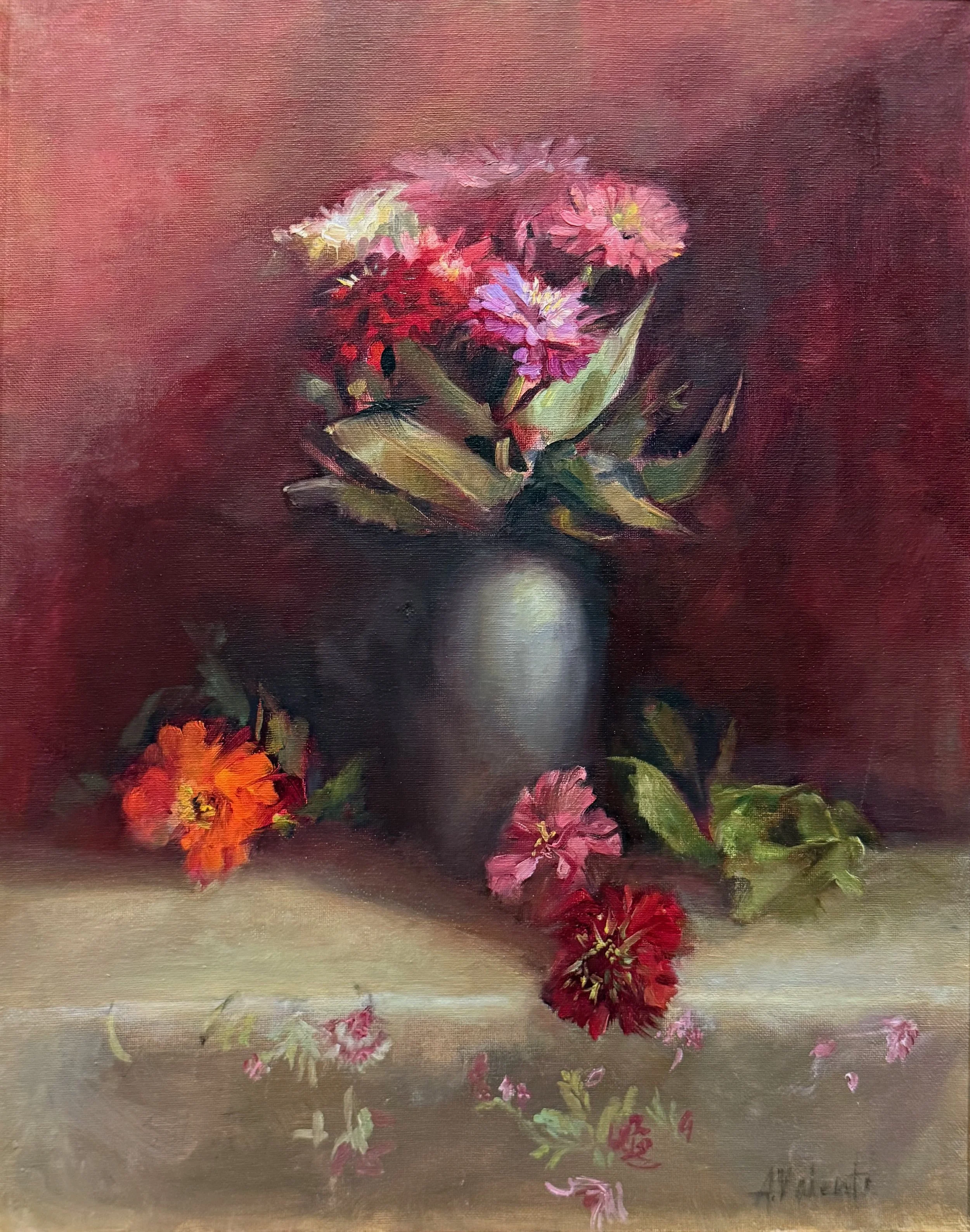   36. Angela Valenti    Zinnias   Oil, 16x20 