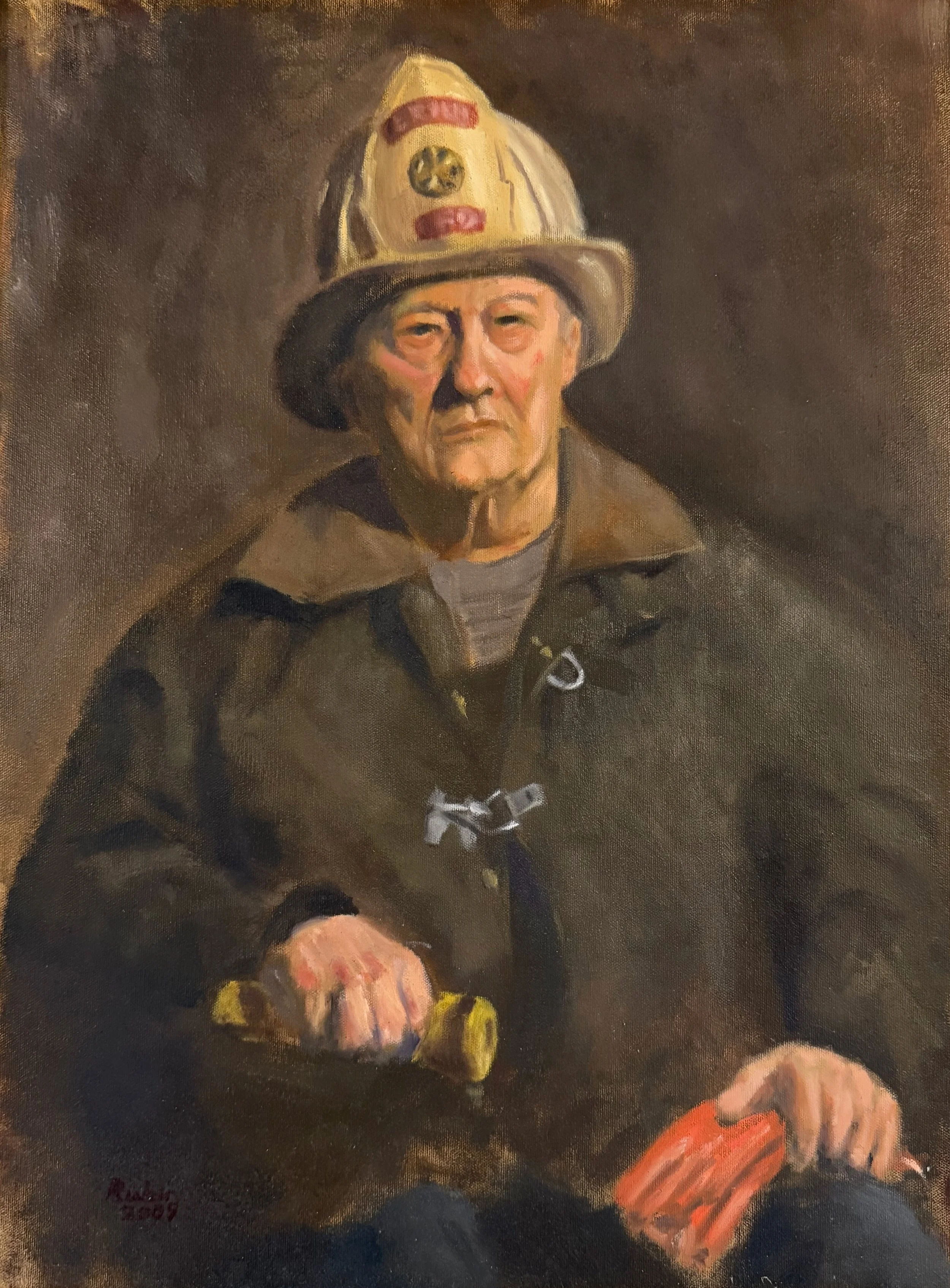   32. Donald Rubin    Fireman   Oil, 24x18 