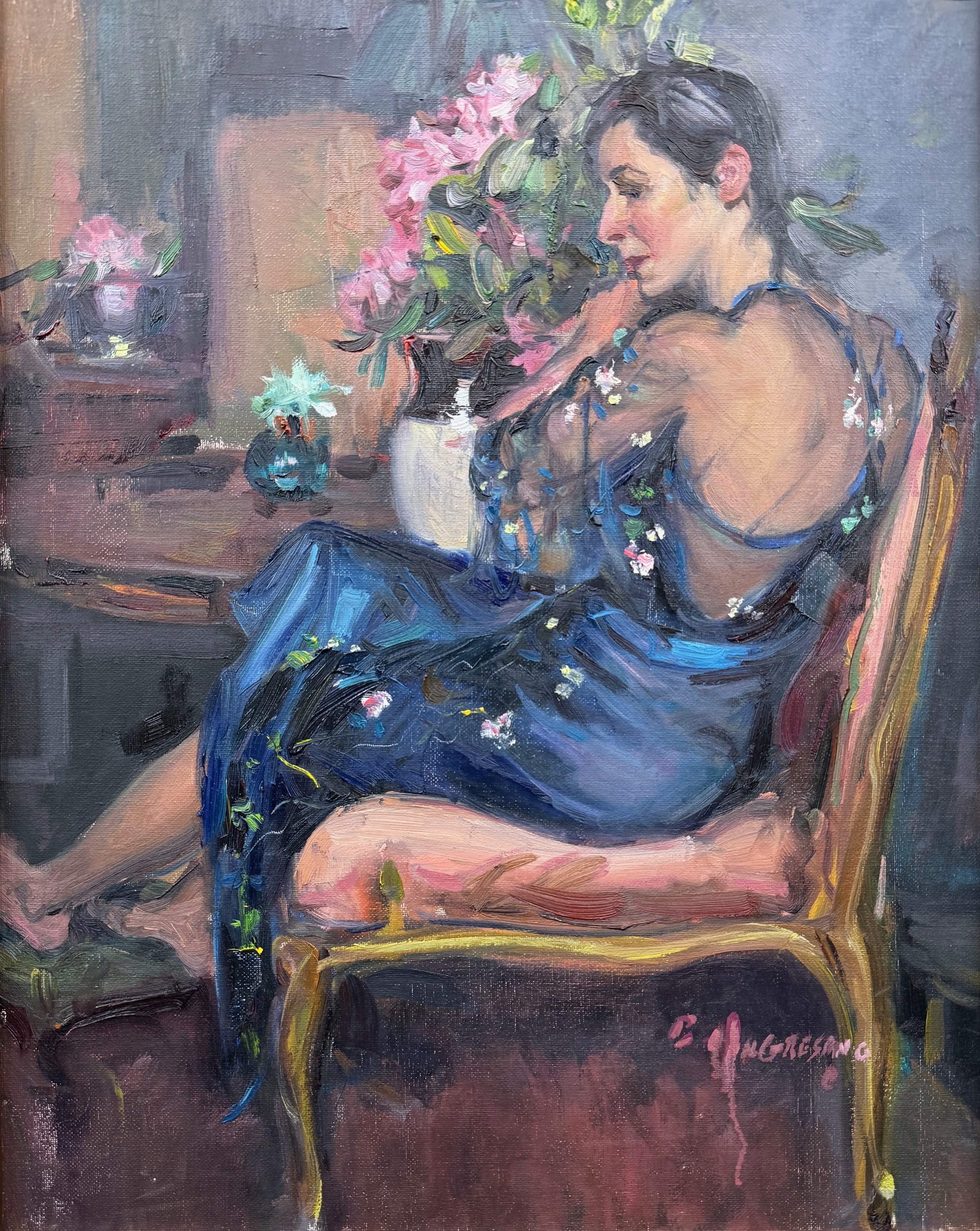   67. Bill Angresano    Diana in Blue   Oil, 20x16 