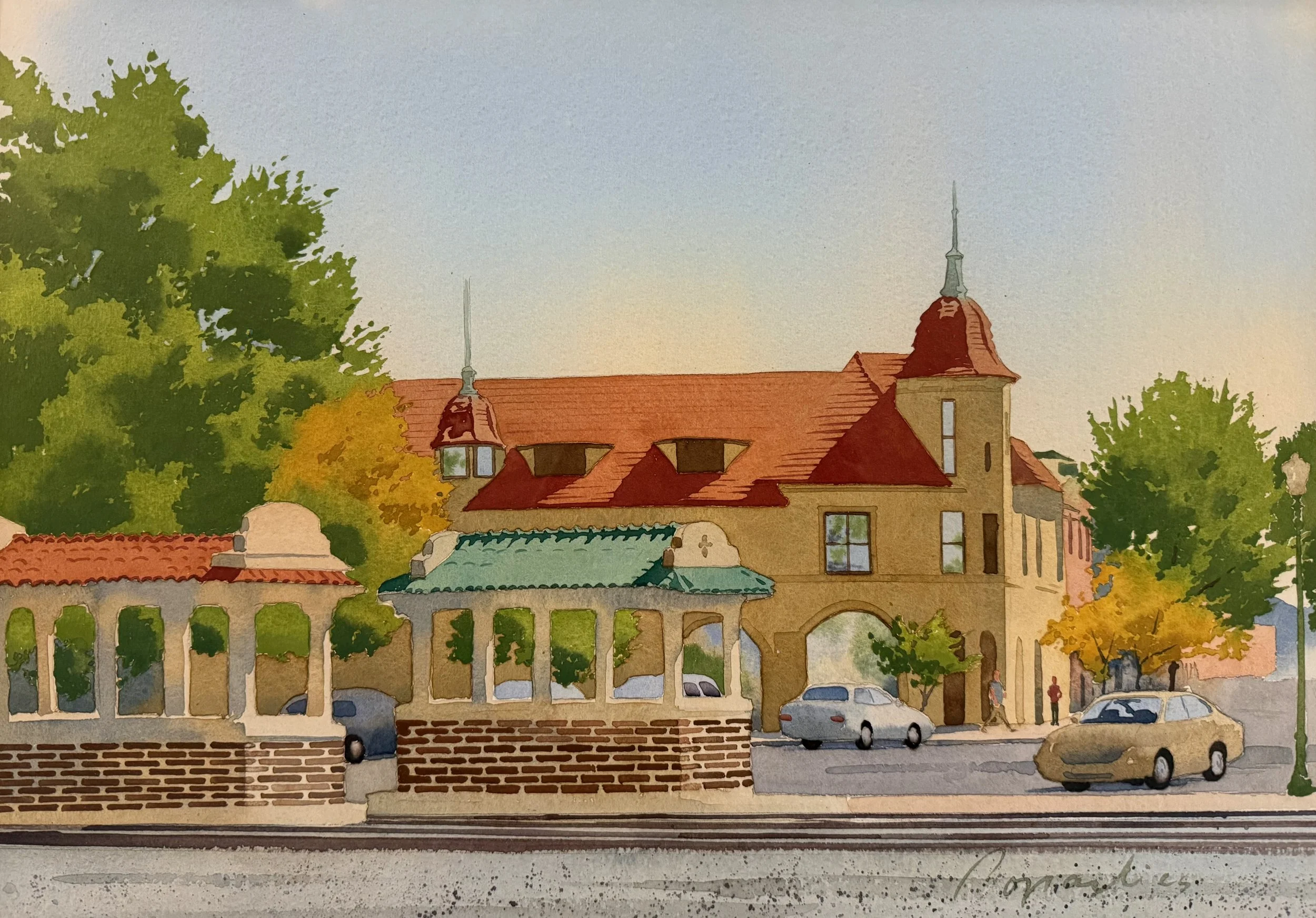   69. Joel Popadics    Broad Street &amp; E. Ridgewood Ave.   Watercolor, 14x20 