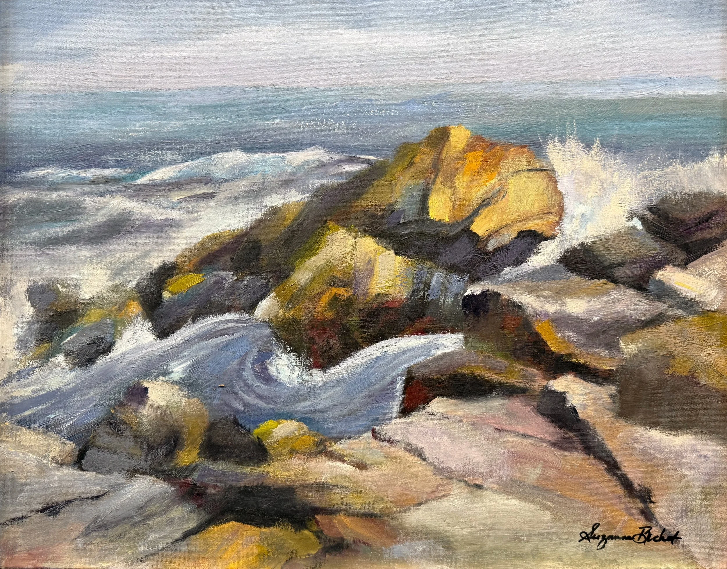   66. Suzanne Bochet    Maine Rocks   Oil, 16x20 