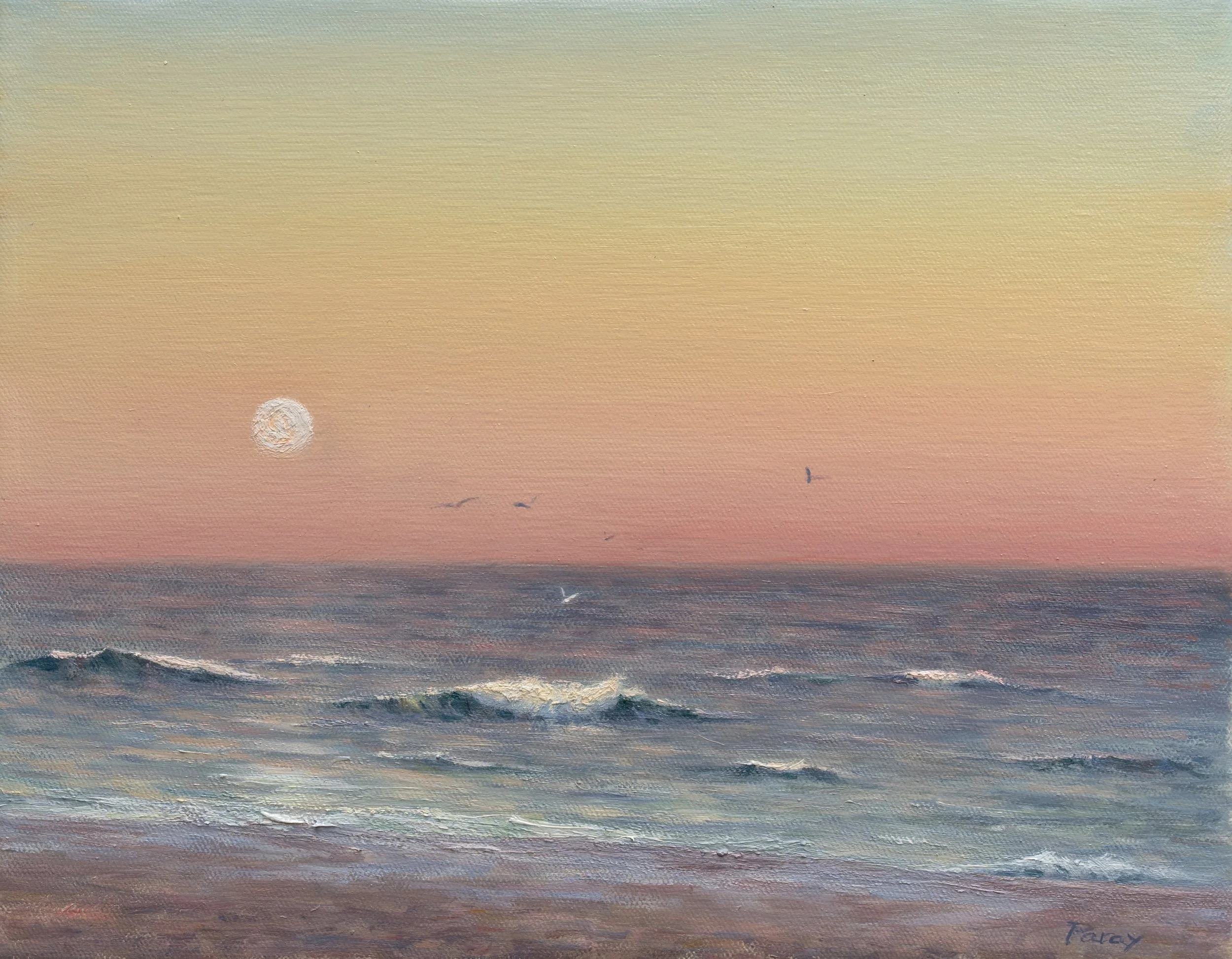   21. Laura Paray    Prismatic Moon Rising   Oil, 11x14 