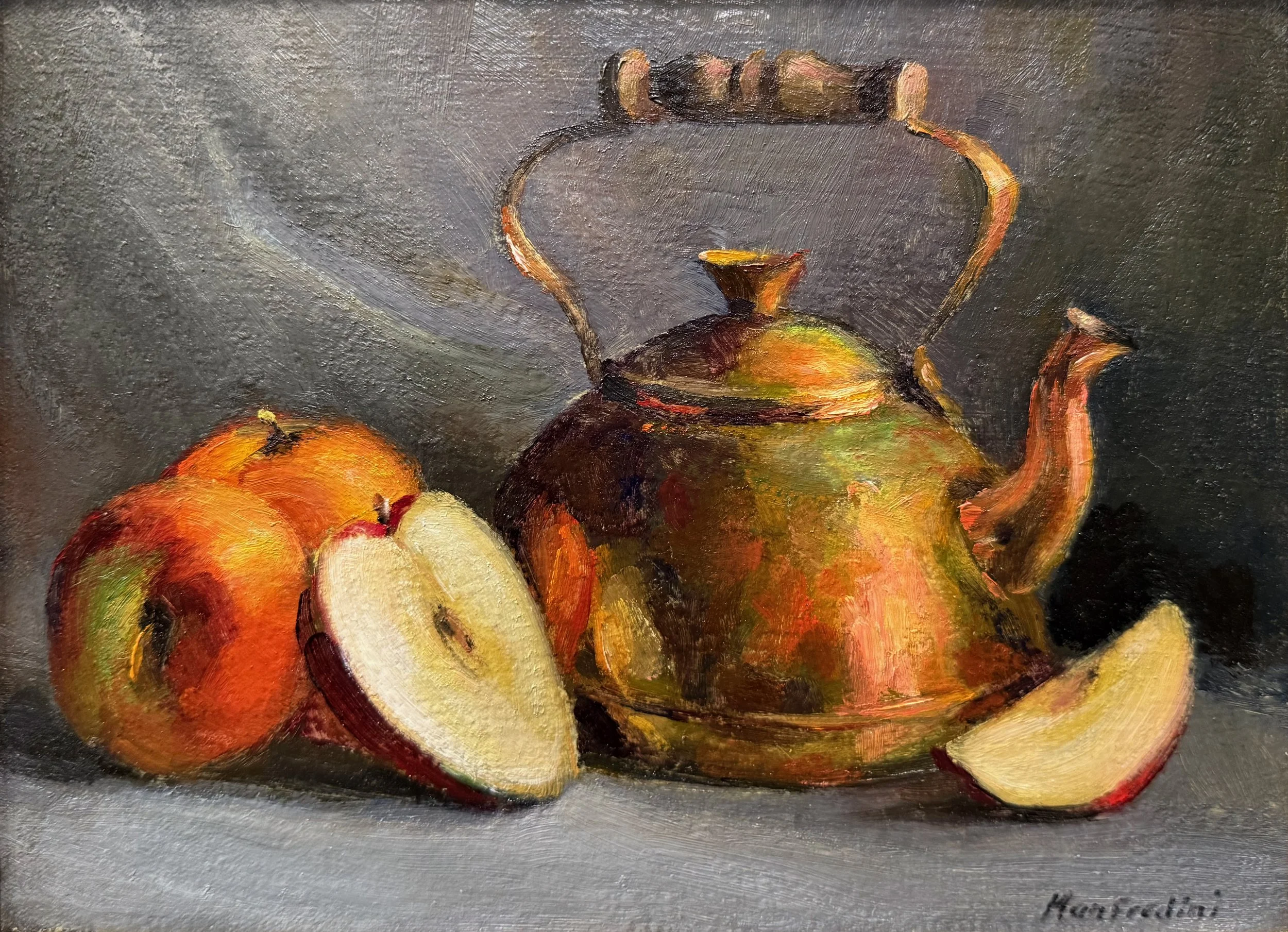   58. Celeste Manfredini    Copper &amp; Apple   Oil, 9x12 