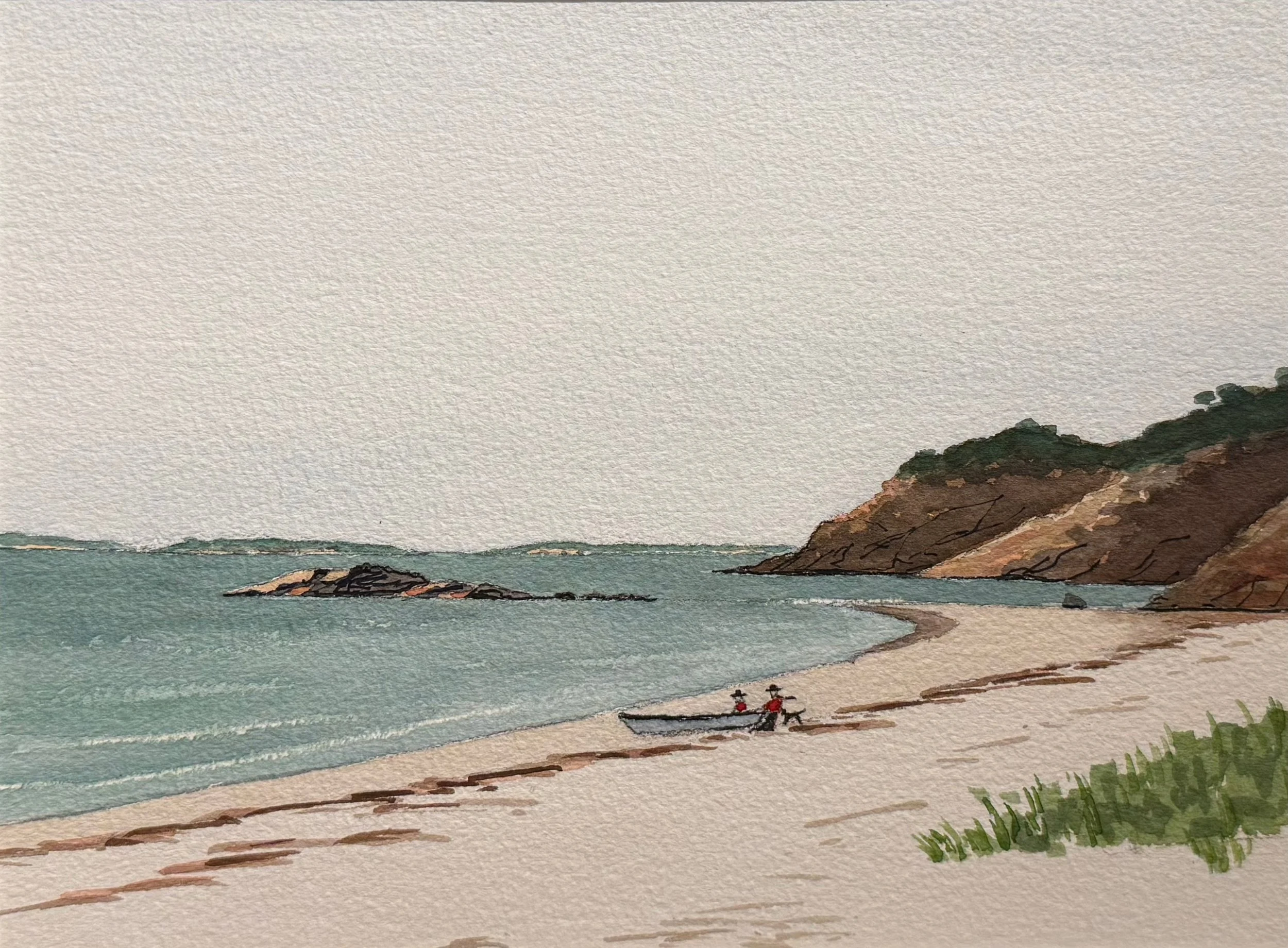   51. Tom McKay    Beach at Cohasset   Watercolor, 11x18 