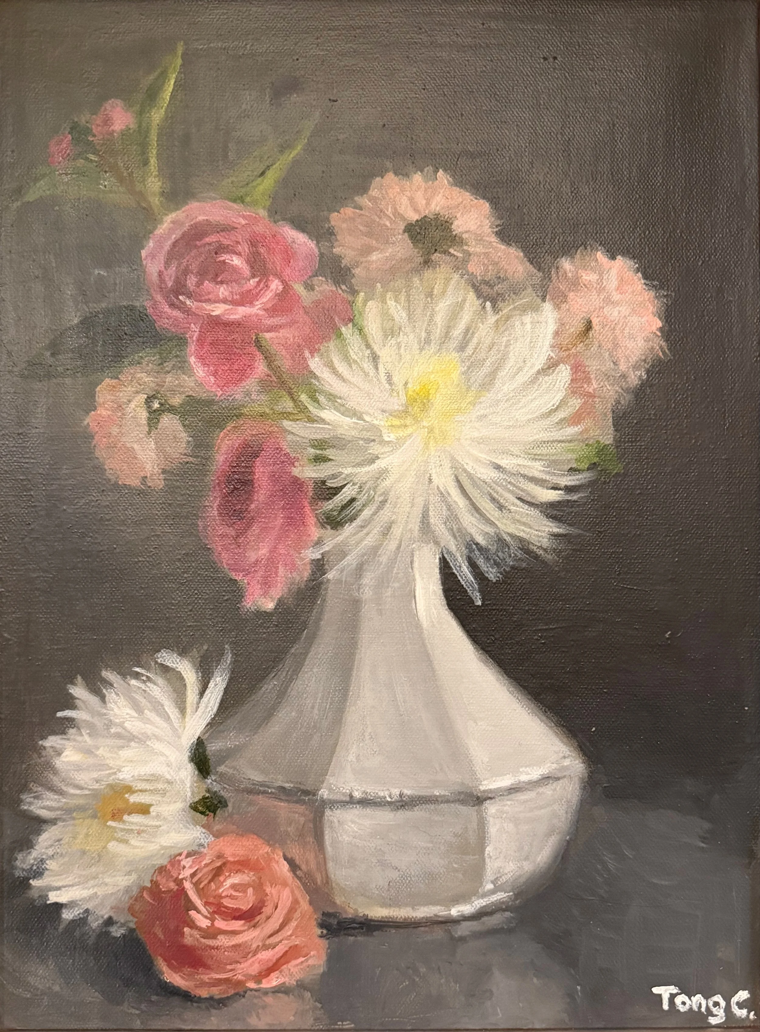   40. Tong Checn    Asian Chrysanthemum &amp; Friends   Oil, 12x16 