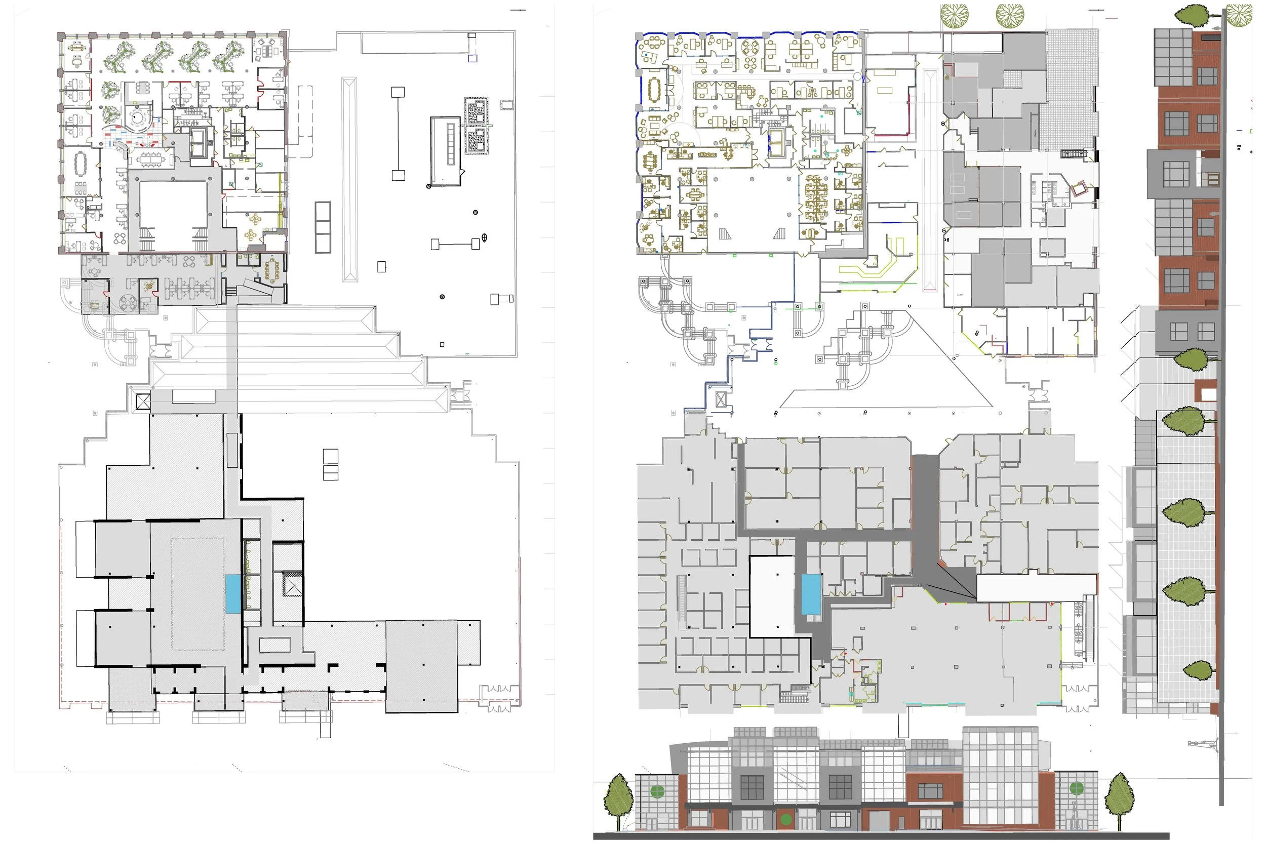 THIRD FLOOR PLAN - Troy Atrium &amp; Frear Building                                                                                                      BROADWAY ELEVATION and SECOND FLOOR PLAN - Troy Atrium &amp; Frear Building