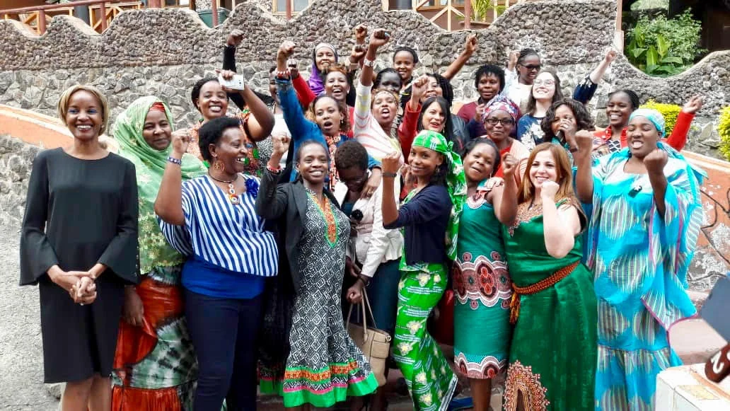 Hindou Ibrahim with indigenous women during an Indigenous Peoples of Africa Co-ordinating Committee (IPACC) meeting in Kenya. IPACC is a network of 150 Indigenous peoples' organisations in 20 African countries.