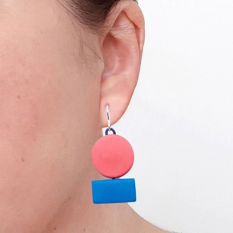 GeoDropEarringsPinkBlueWorn2.jpg