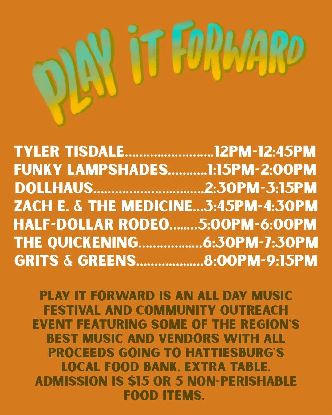 Hourly schedule for Play it Forward is here!! Make plans to join us on November 16th at @kegandbarrel!