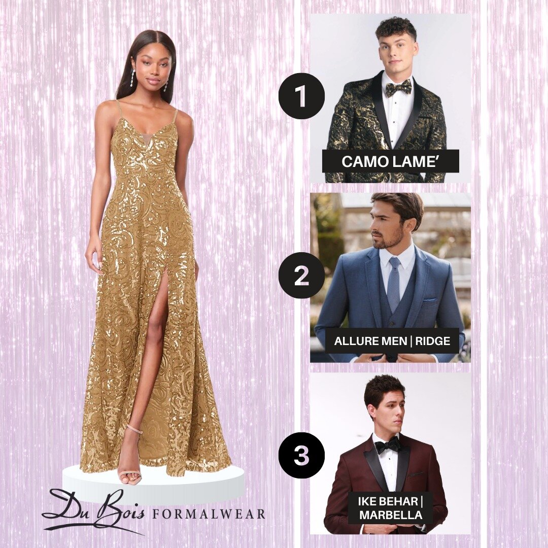 ✨Our prom pairing this week is delving into the world of gold gowns!✨

Gold dresses are all about commanding attention, and we're here to ensure your look is nothing short of spectacular. Whether you're drawn to the unique allure of our Camo Lame' Go