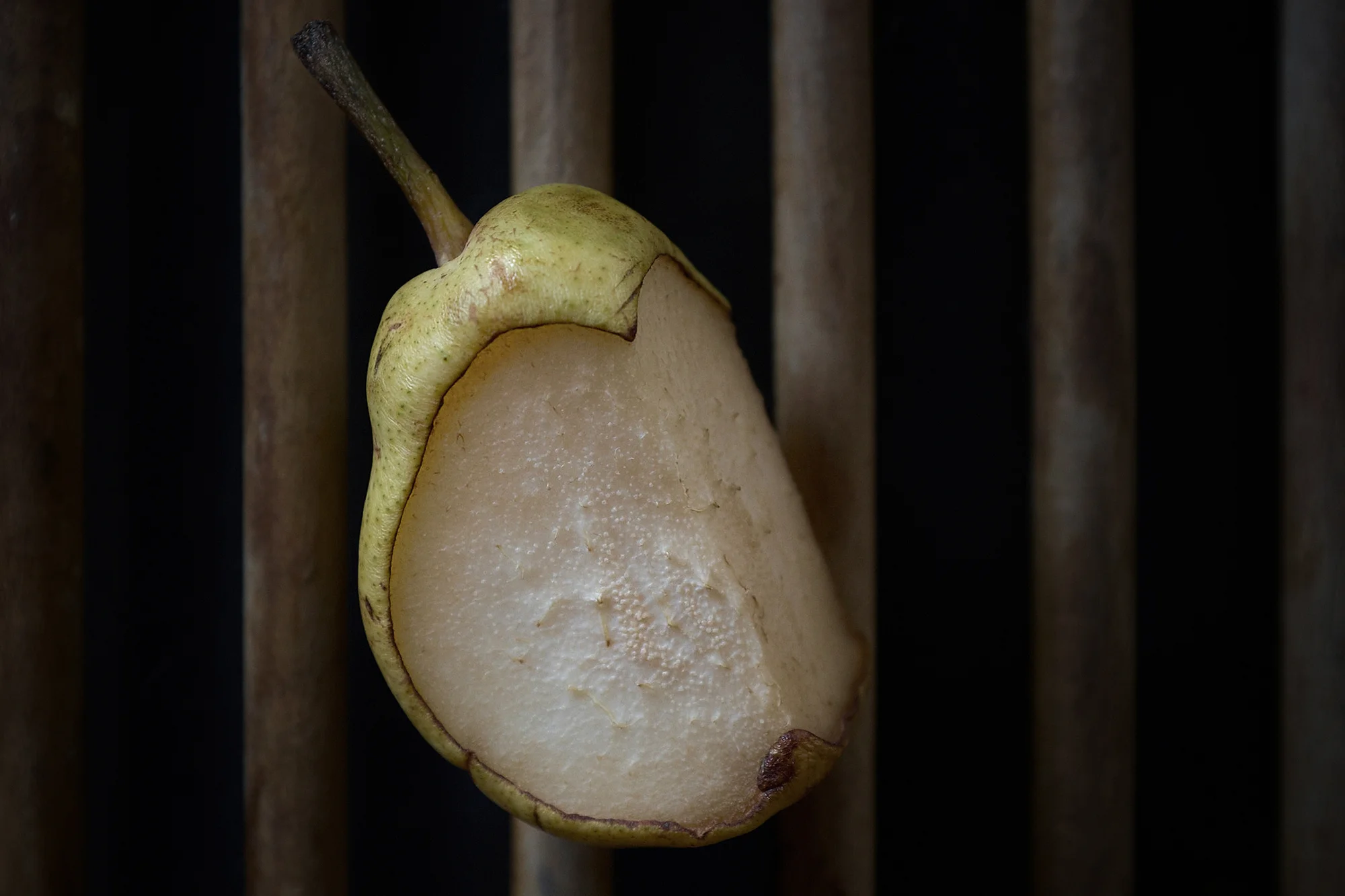Half eaten pear