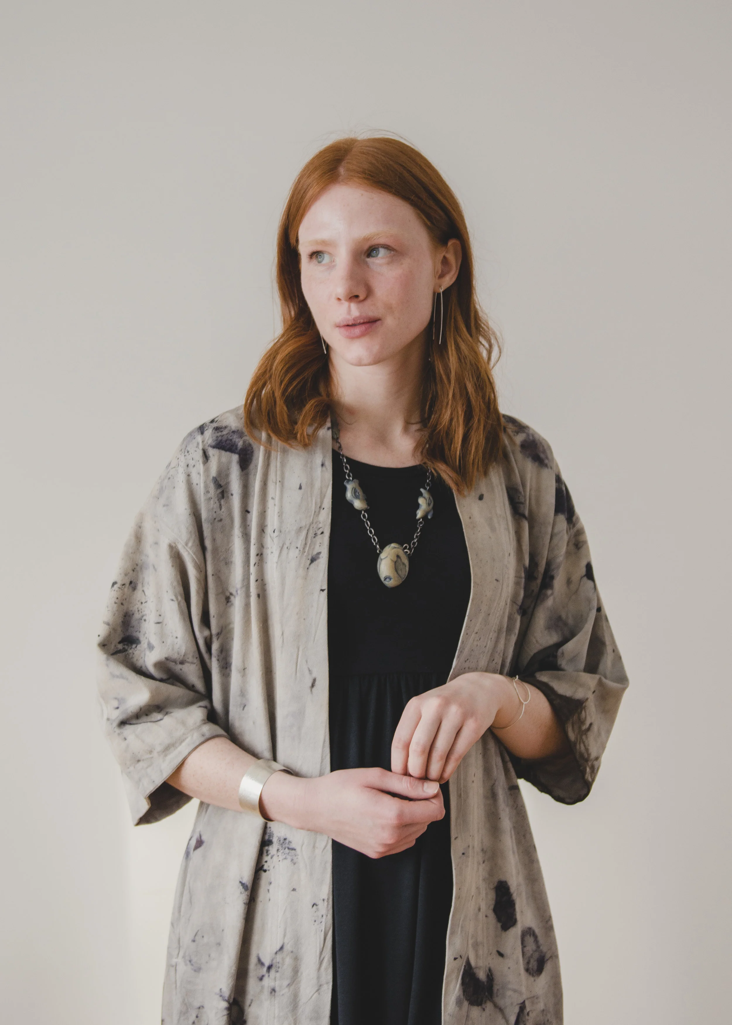 Japanese-inspired Workwear Jacket: Irene Rasetti Ethical Ivory Necklace: Shona Rae Dress: Buttercream Clothing Earrings: Kari Woo Photography: Ally C Tran Model: Alexis Rose