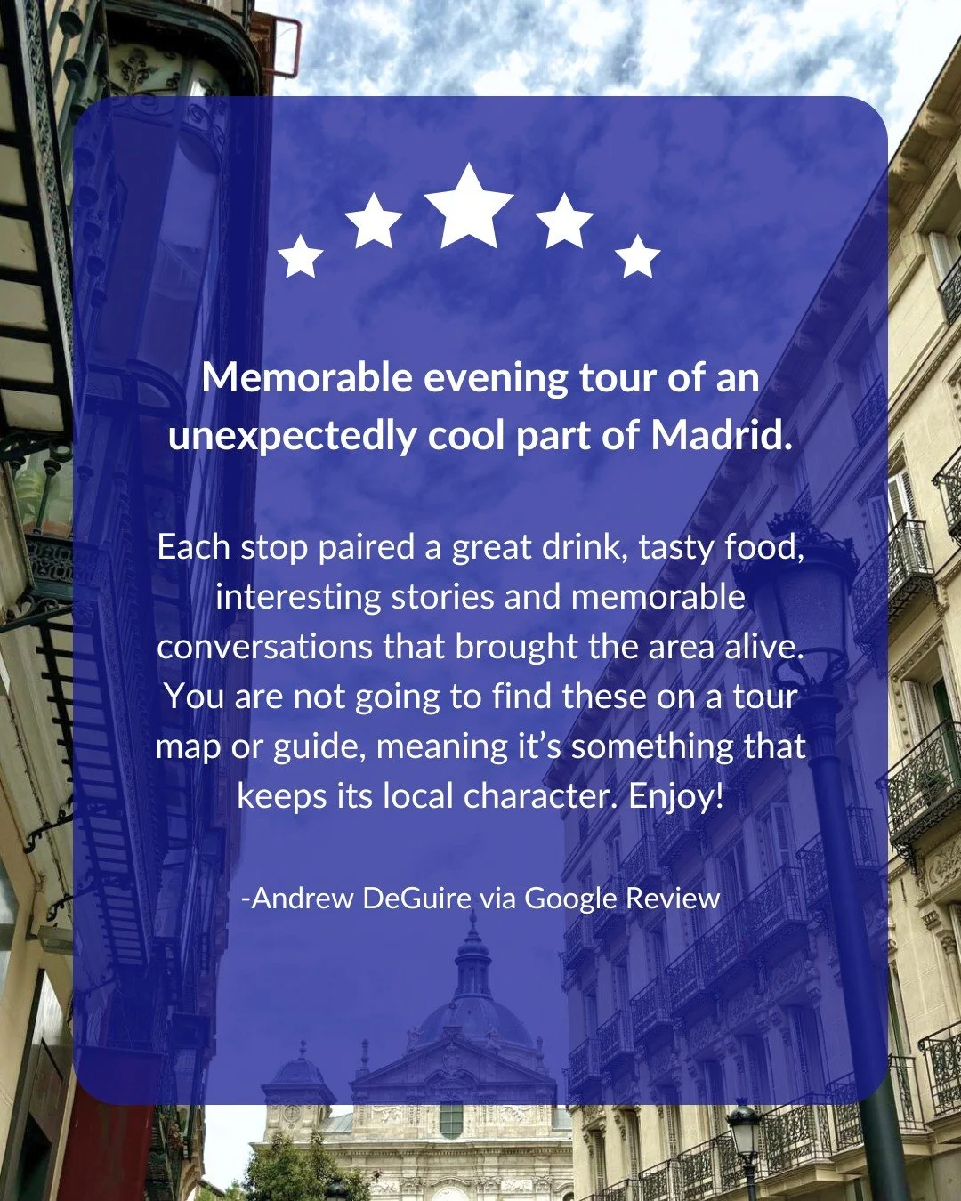 Going off the beaten path is what we are all about! We love how much you love our Madrid food tours 🥰 

#thankyou #madridtapastour #ourguestsarethebest