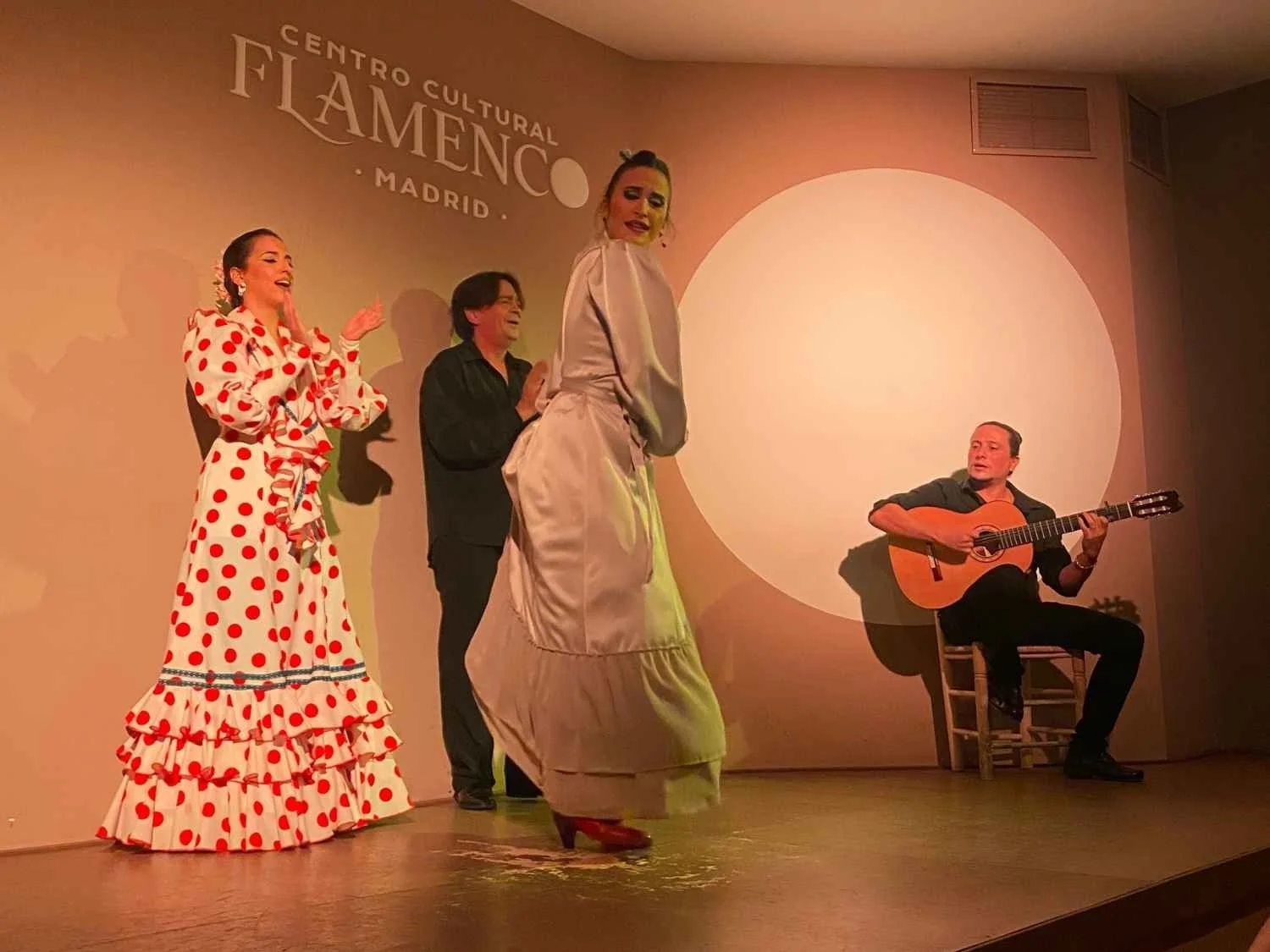A flamenco dance shows off her skills during an intimate flamenco show in Madrid.
