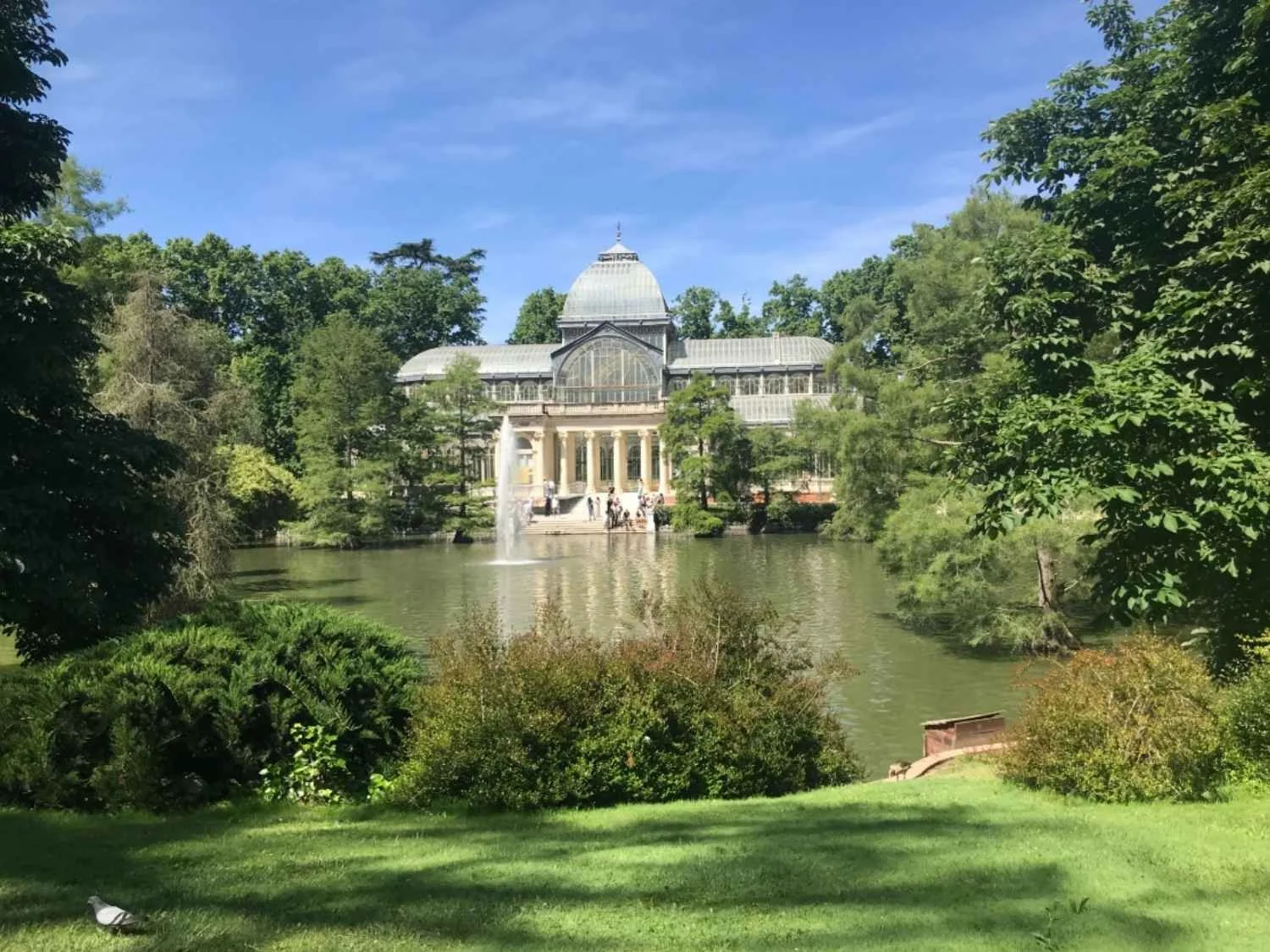 The Crystal Palace is a beautiful palace made of glass inside the Retiro Park in Madrid.