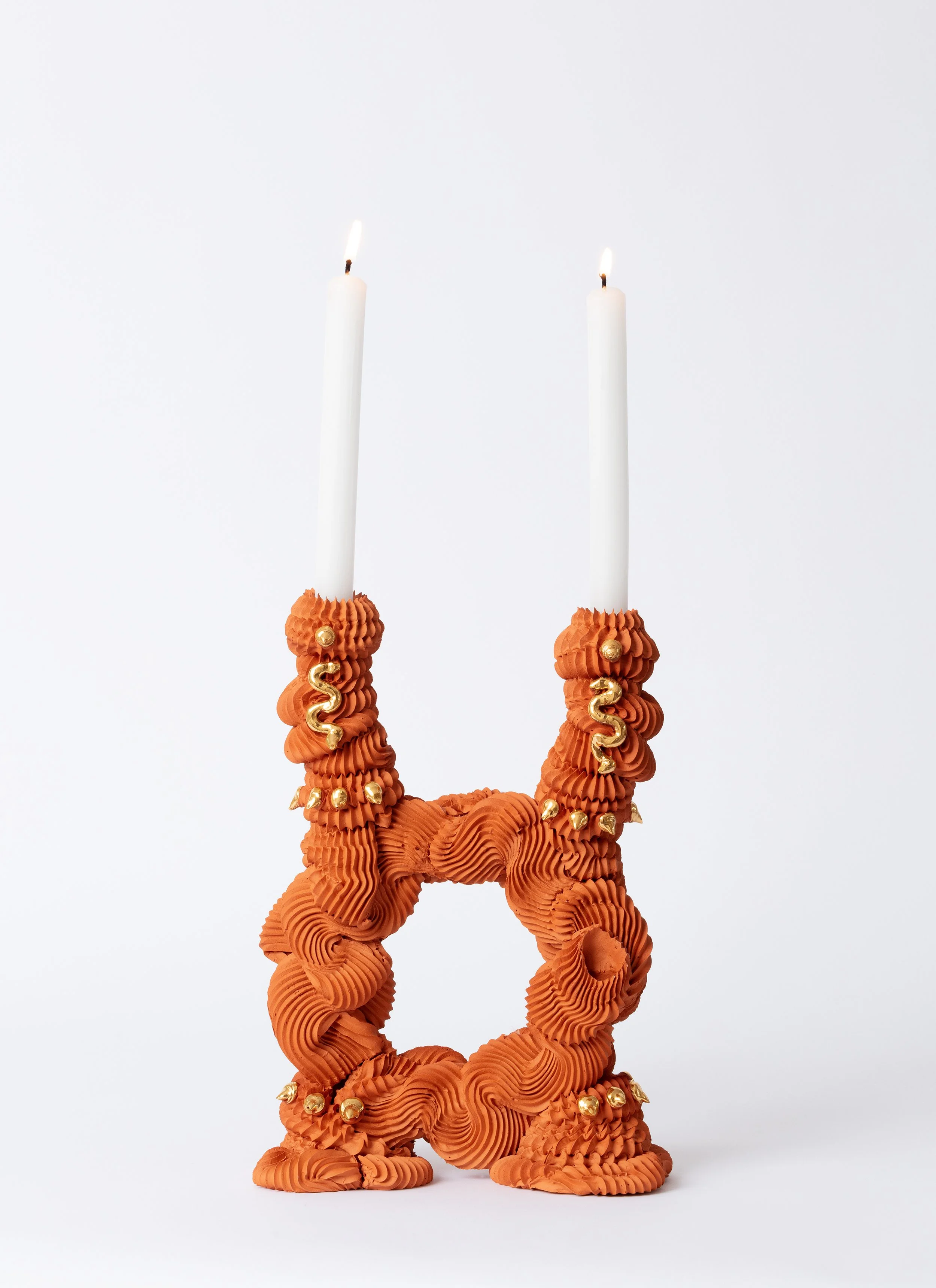 Ebony Russell_ Terra.Cotta Temple Ring Candleabra _ Terracotta, glaze and gold lustre_30 x 21 x 10cm _2023_NFS.jpg