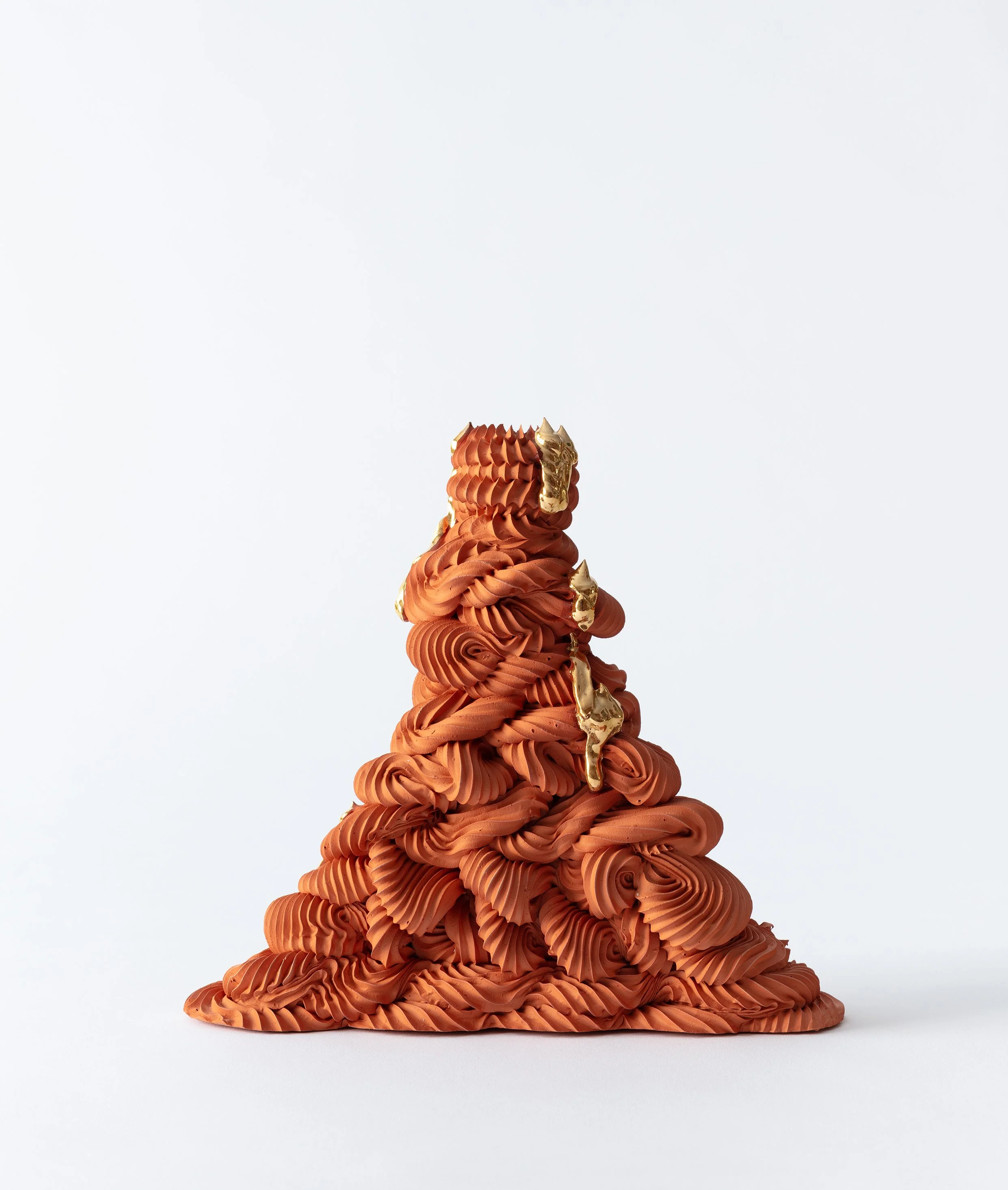 EbonyRussell_Terra.Cotta empleCandlestickWithGoldDesireDrip_Large _2026_TerracottaGlazeGoldLustre_24x25x7cm_£500.jpg