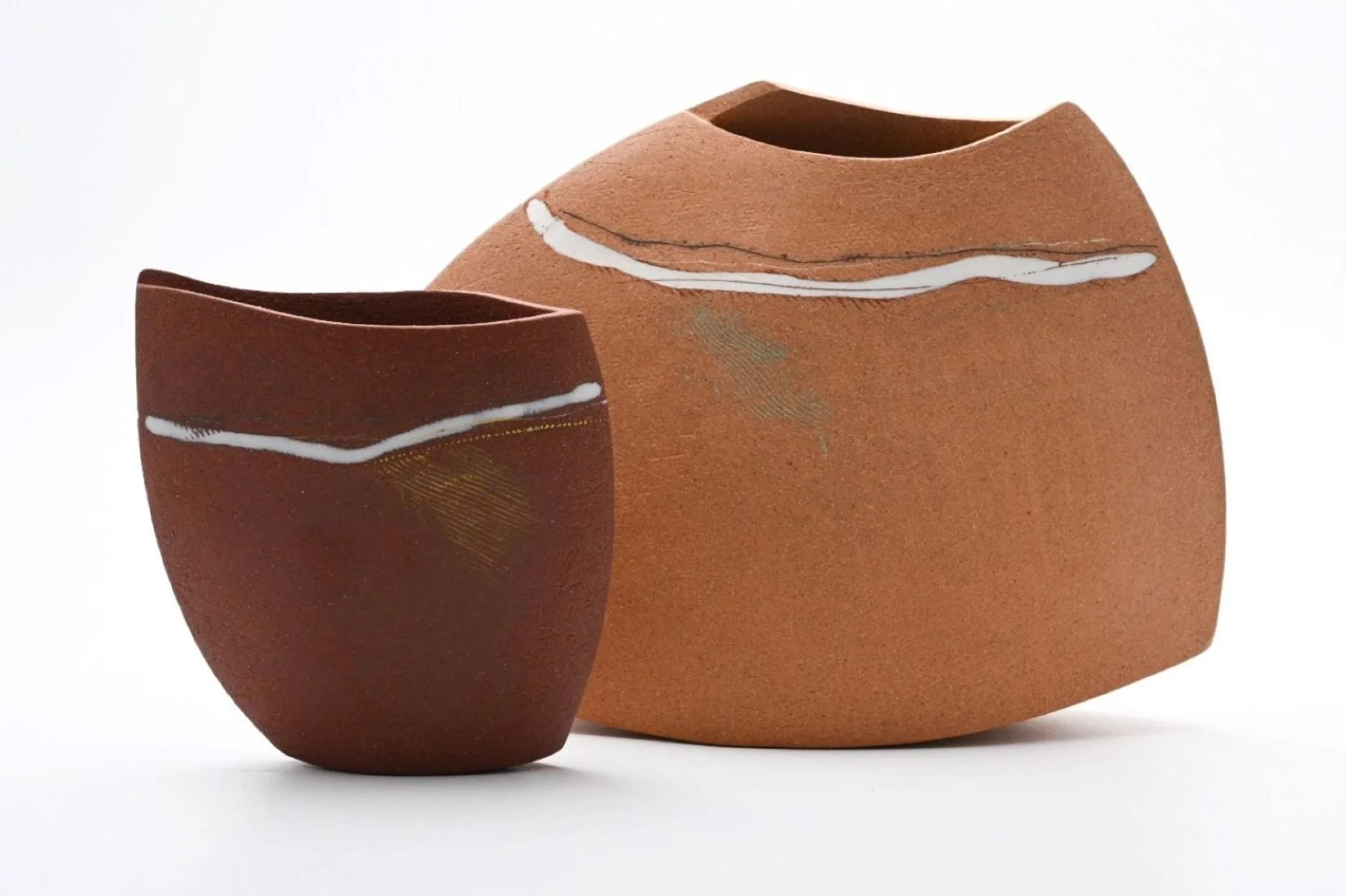 StephanieJohnson_2Landmarks,vessels_2024_Ceramic,Wildclay_a)12x18x6,b)9x8x2_a)380b)90.jpg