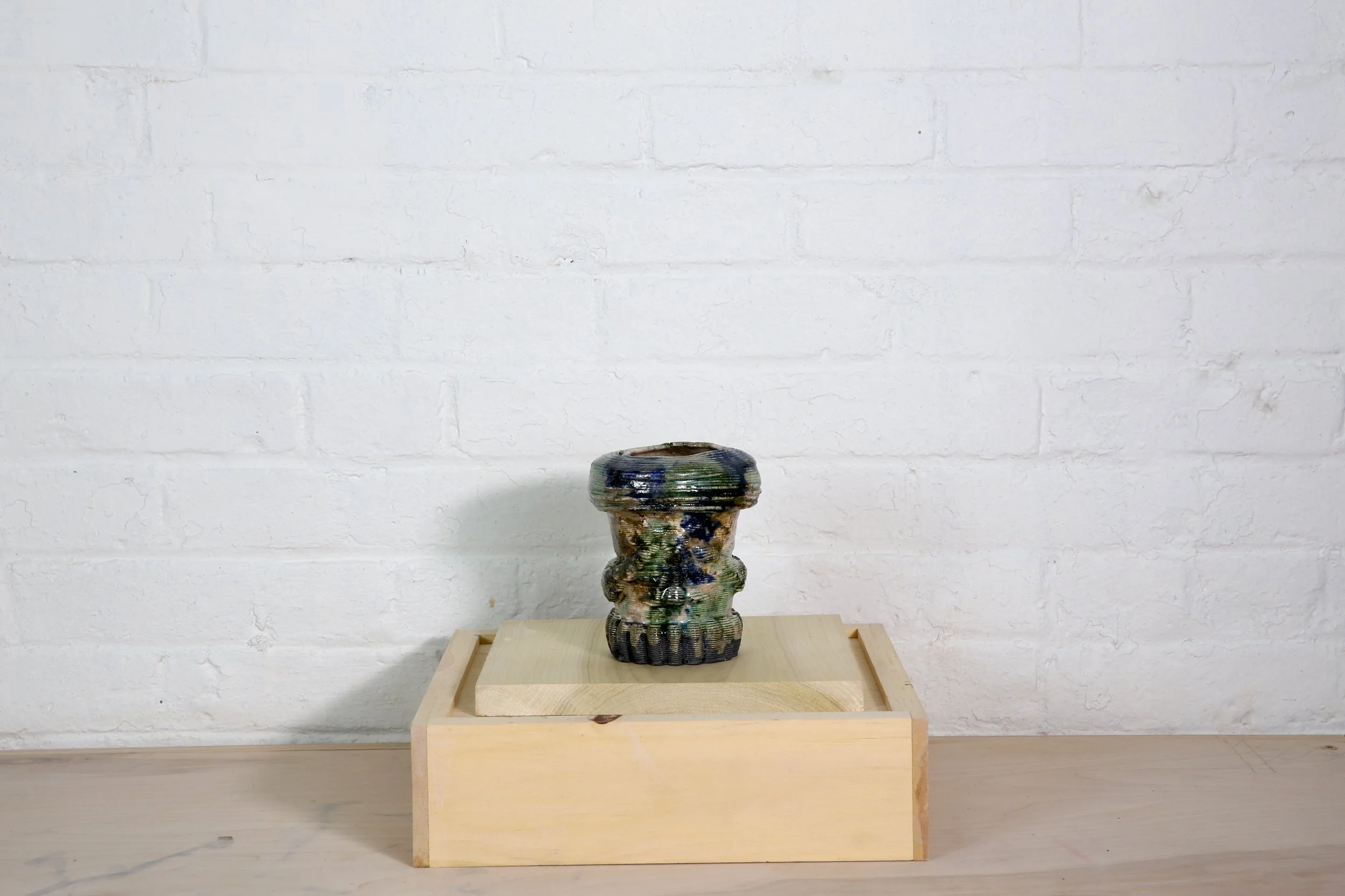 AnaPopescu__WhoIsInLoveandLeaves(Tinyrakugreenandblue)_2024_StonewareGlaze_Raku fired_13x11cm_£570.jpeg