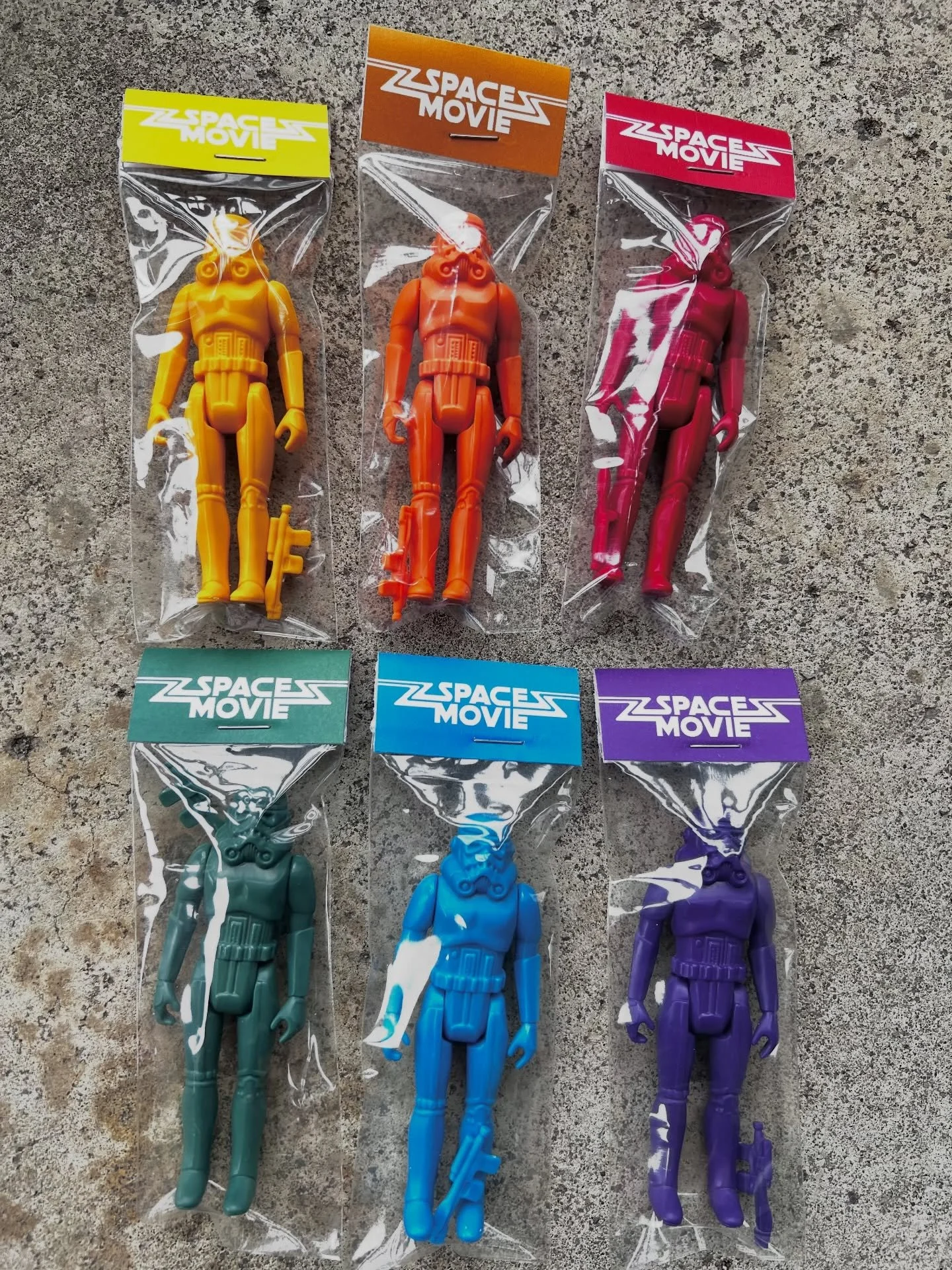 Stormtrooper - Skittles Edition! These are official Kenner / Hasbro figures with 4-points of articulation and matching colour blasters. Available at the Hamilton Punk Rock Flea Market on May 2, 2026.