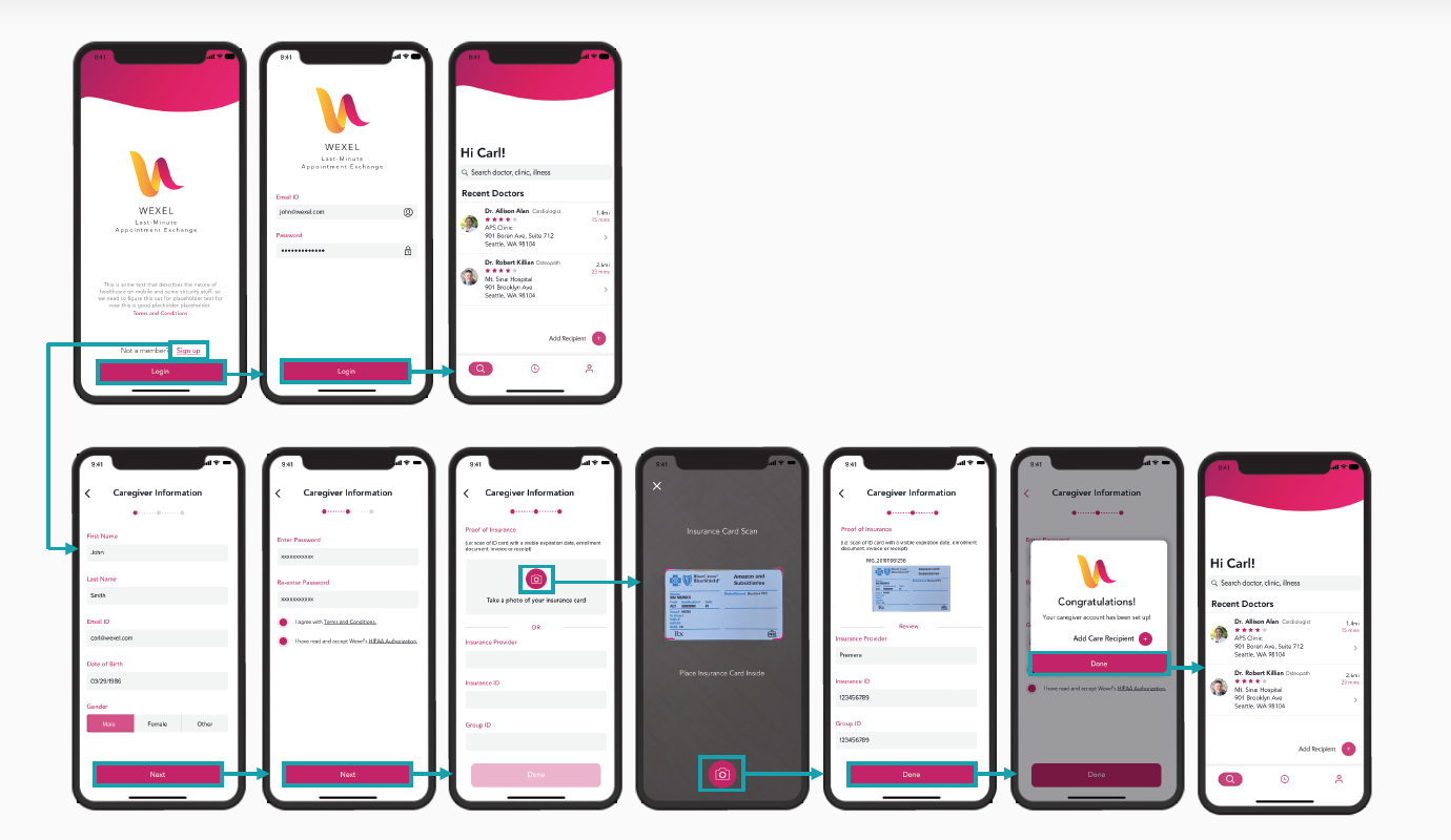 In order to book an appointment, you need to find that doctor in the first place. Here, you can see John looking for a cardiologist in his area. He selects Dr. Alan, but her schedule is booked for the times he needs. He sets an alert in case a time opens up.