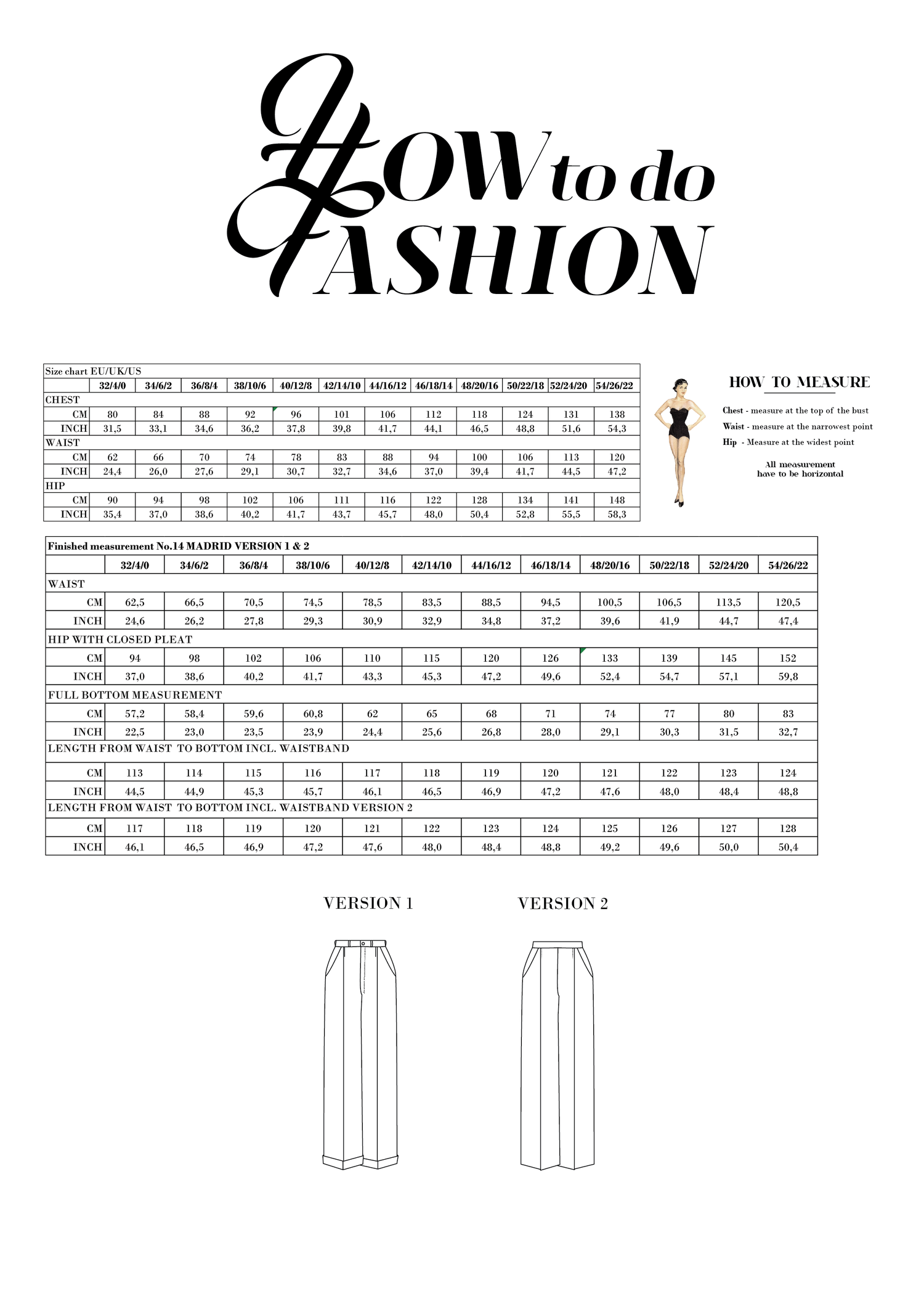 Madrid trousers - Sewing pattern - Size EU 32-54 — How to do Fashion