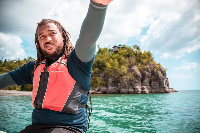 I #love this photo of Captain Don. He took us around the waters of #Dominica near #secretbay&mdash;next time, I want him to show us how to catch the invasive lionfish. This island is incredible. Don&rsquo;t go so I can have it to myself. ✌️