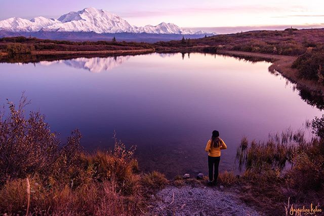 This picture is TOO INSTAGRAM... but I love it anyway. #denalinationalpark is just as amazing as I assumed it was. And #september is perfect! Stay at @denalibackcountrylodge so you can see the whole 92-mile road. Model: @jennymckenzie7 @pursuitalaska