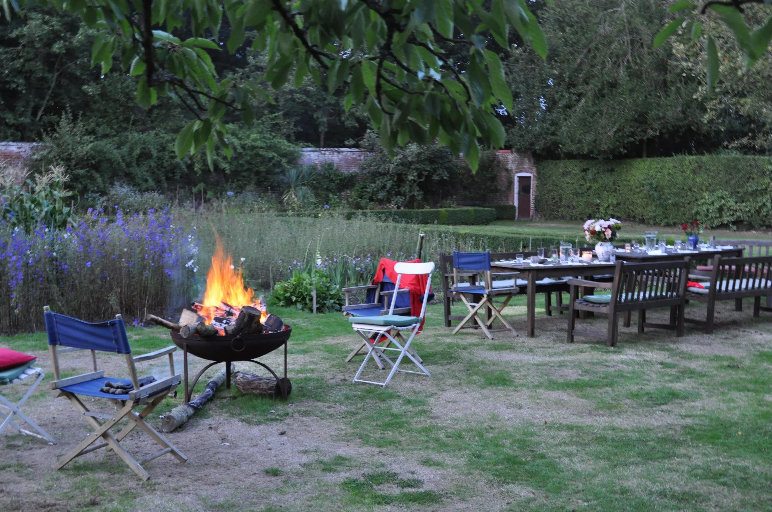 Al Fresco Dinner with fire pit in the Kitchen Garden