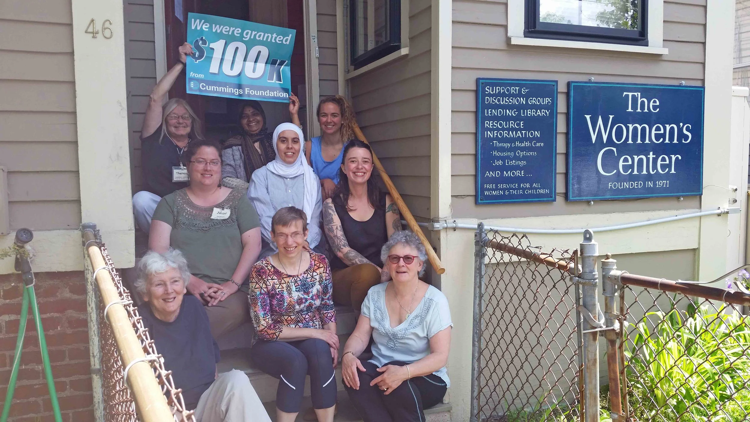 Women's Center members celebrate our Cummings Foundation award.