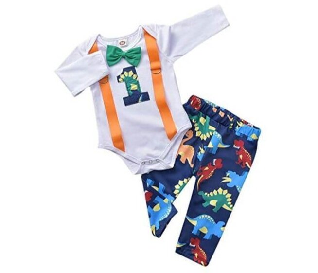 One Birthday Dinosaur Shirt for Boys Short Sleeve First Birthday Dinosaur Outfit