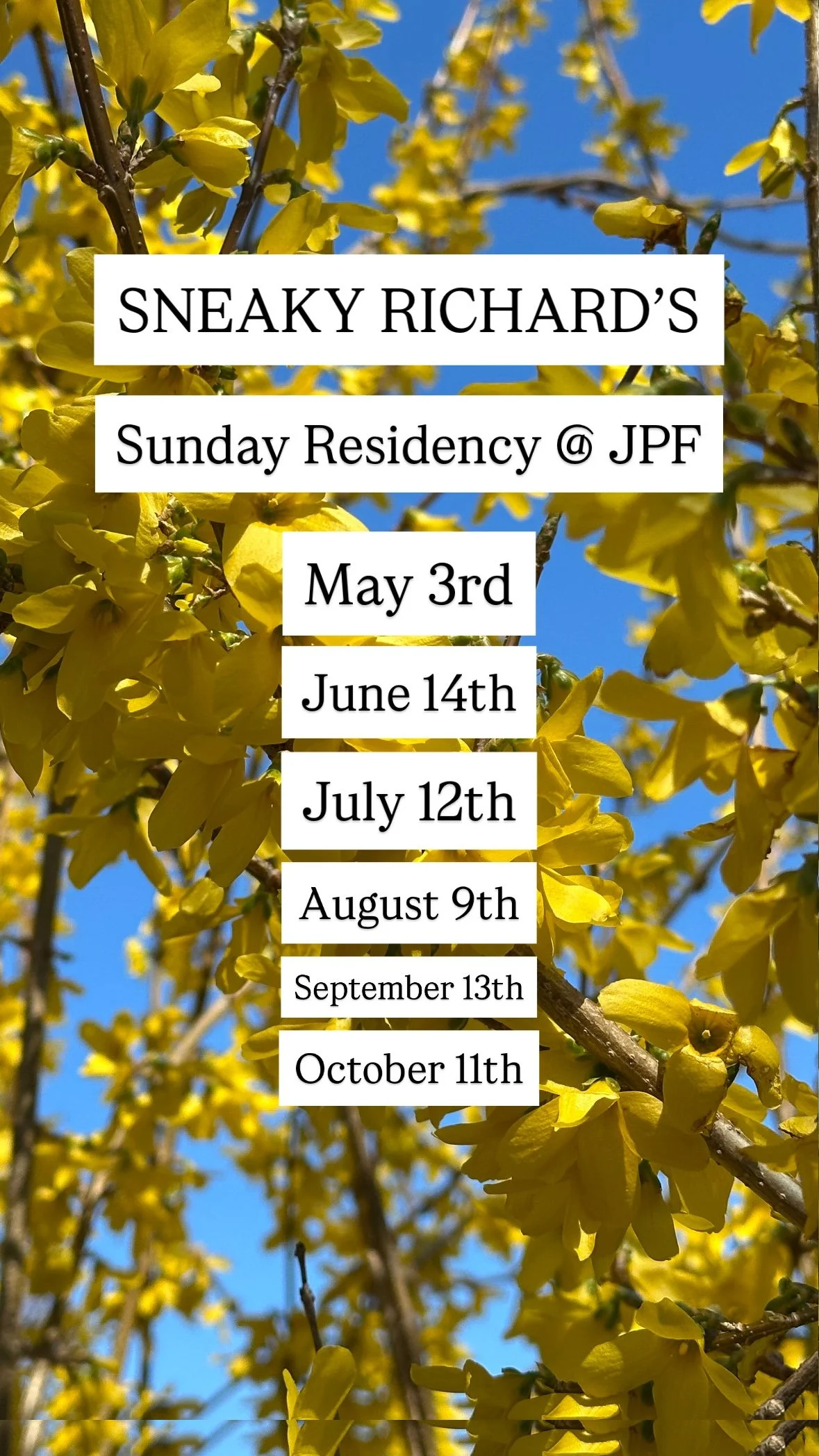 Sneaky Richards: JPF Residency Schedule