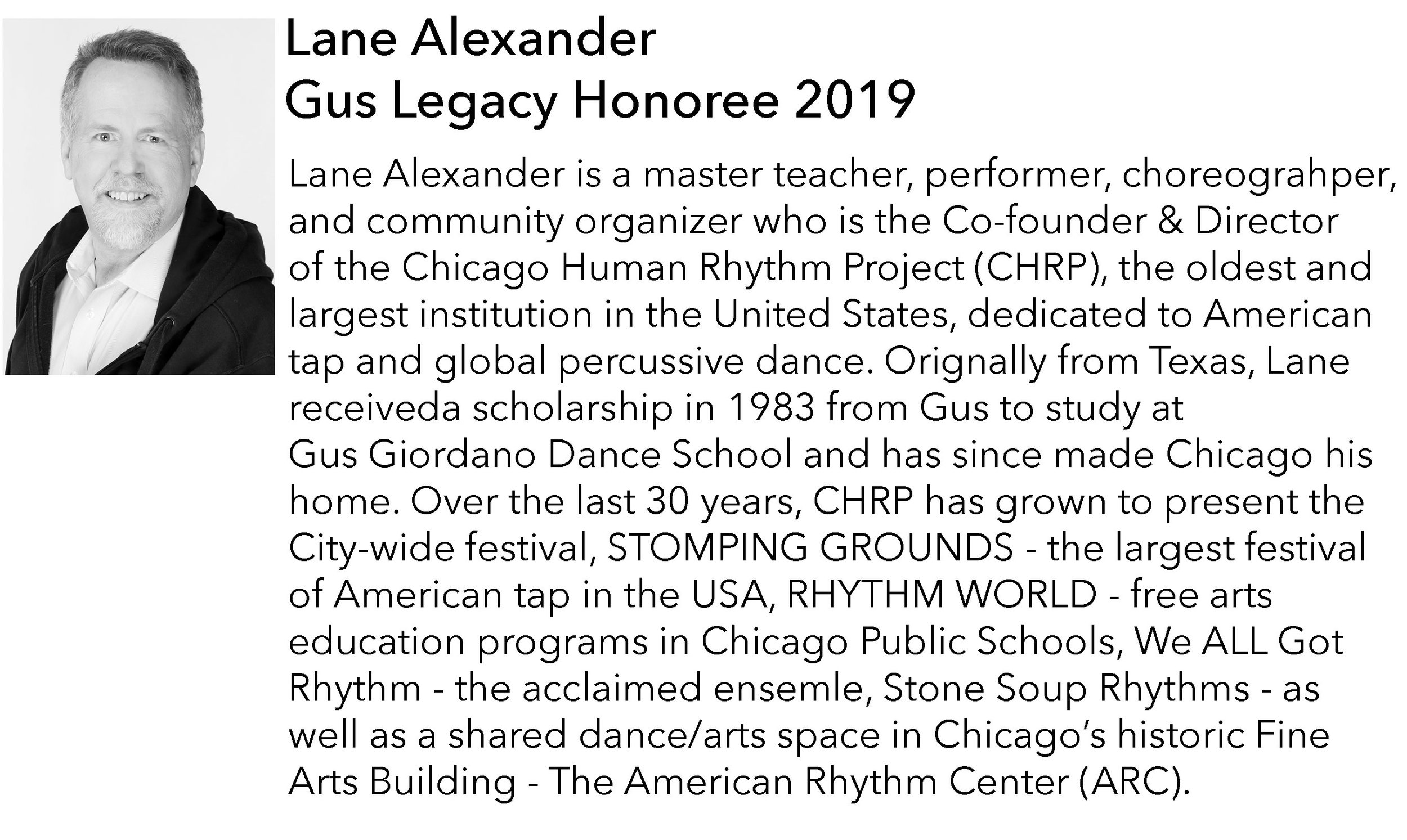 Lane Alexander, Gus Legacy Foundation Honoree