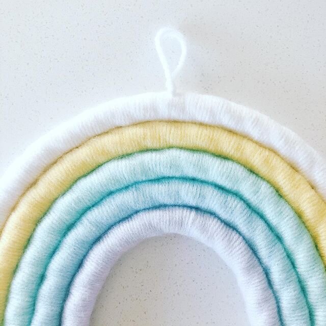 I usually recommend for people to hang their rainbows with straight pins right through the rope to the desired location on the wall for a seamless look - however, I can add these loops if you prefer to hang them this way! .
.
.
 #birchpointedesign #c